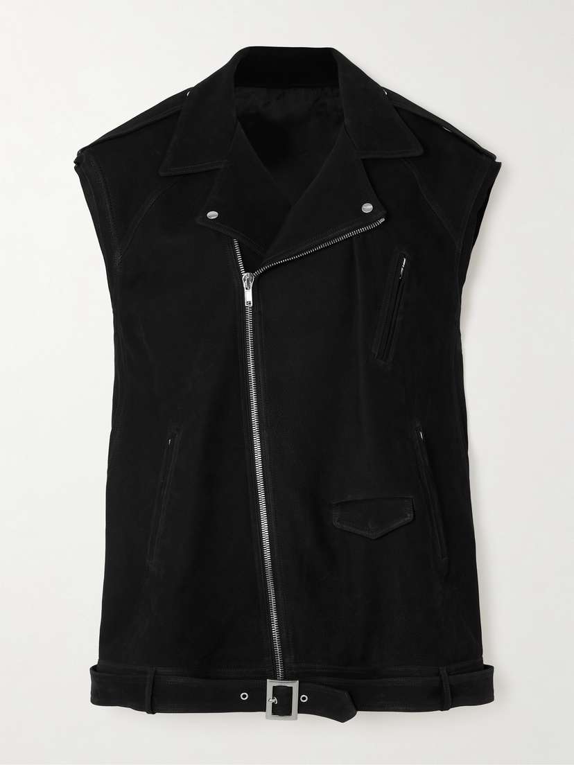 Rick Owens Belted Oversized Suede Biker Jacket