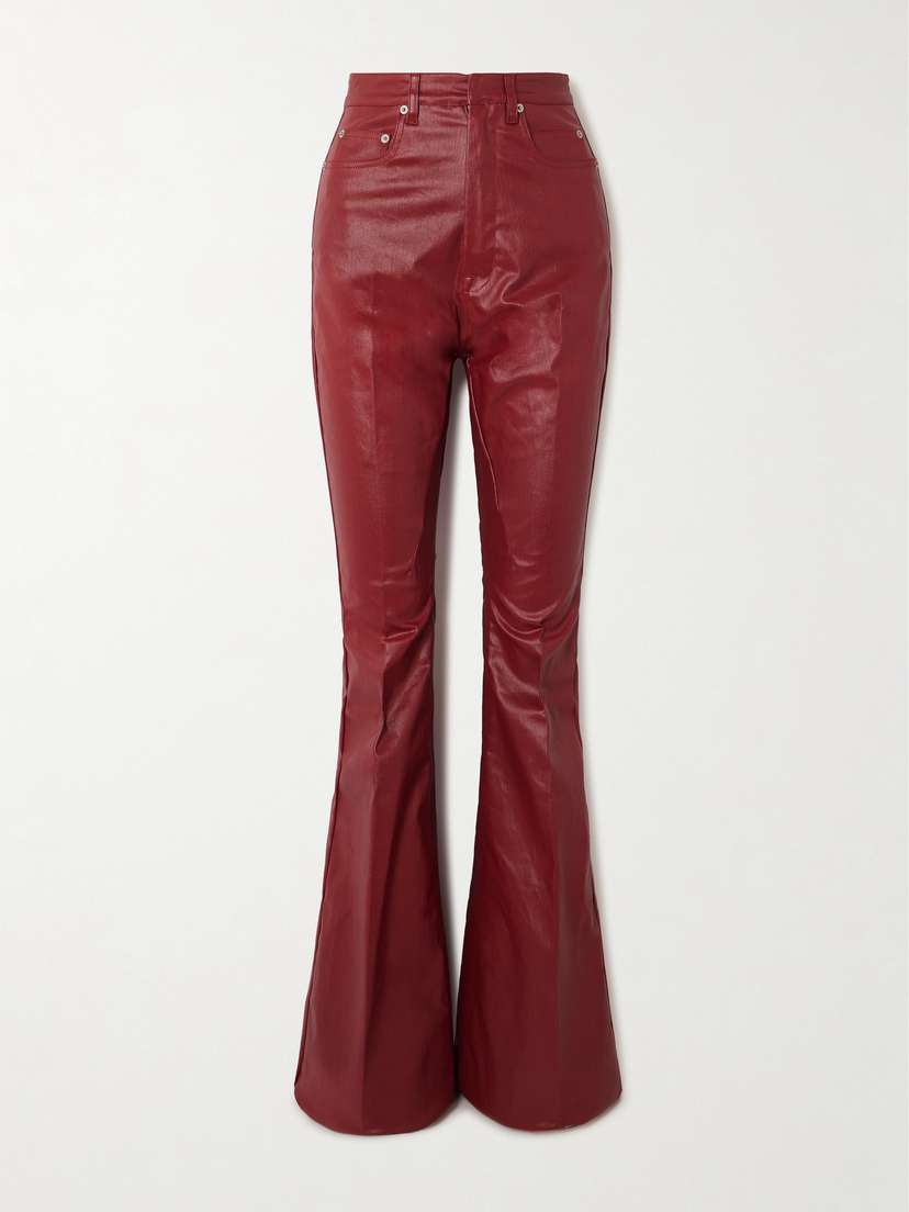 Rick Owens Bolan Coated Cotton-blend Flared Pants