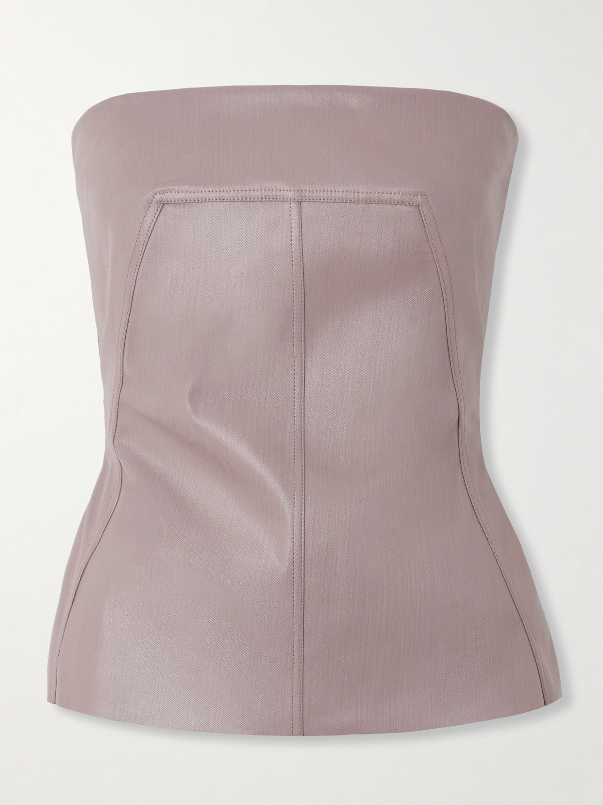 Rick Owens Strapless Coated-denim Bustier Top In Pink