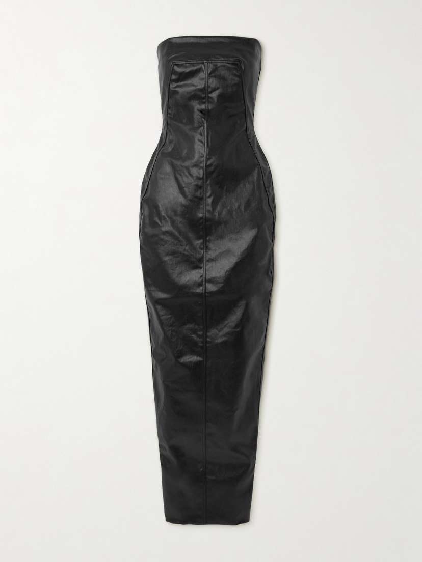 Rick Owens Lido Strapless Paneled Coated-denim Gown