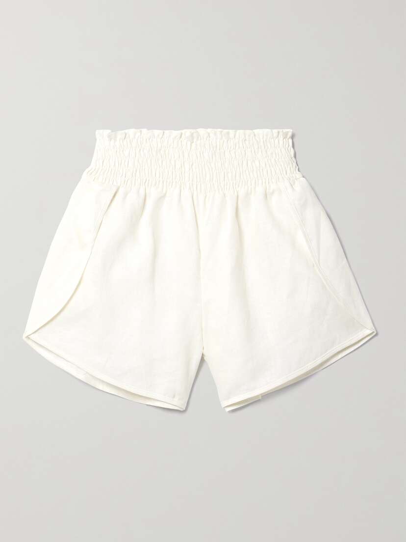 Johanna Ortiz + Net Sustain Shanga Shirred Organic Linen Shorts