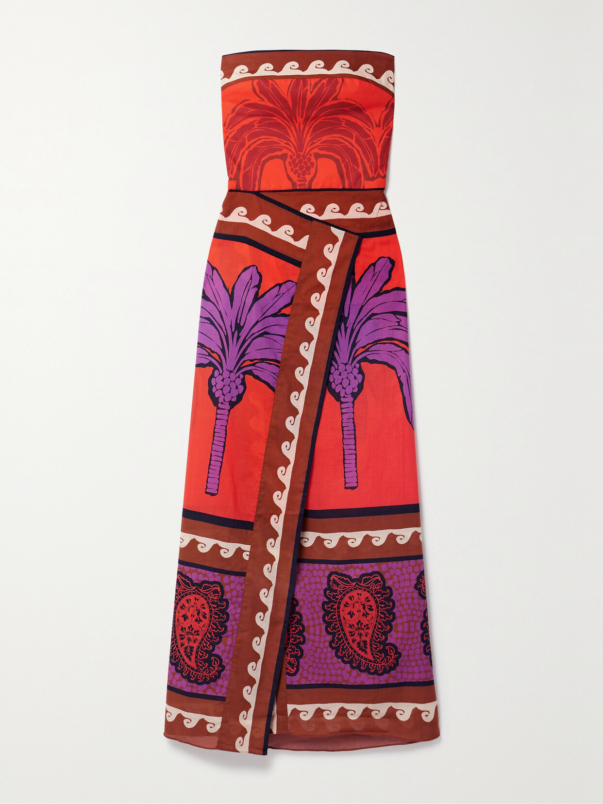 Johanna Ortiz - + Net Sustain East Africa Heart Strapless Wrap-effect Printed Cotton-voile Midi Dress - Red