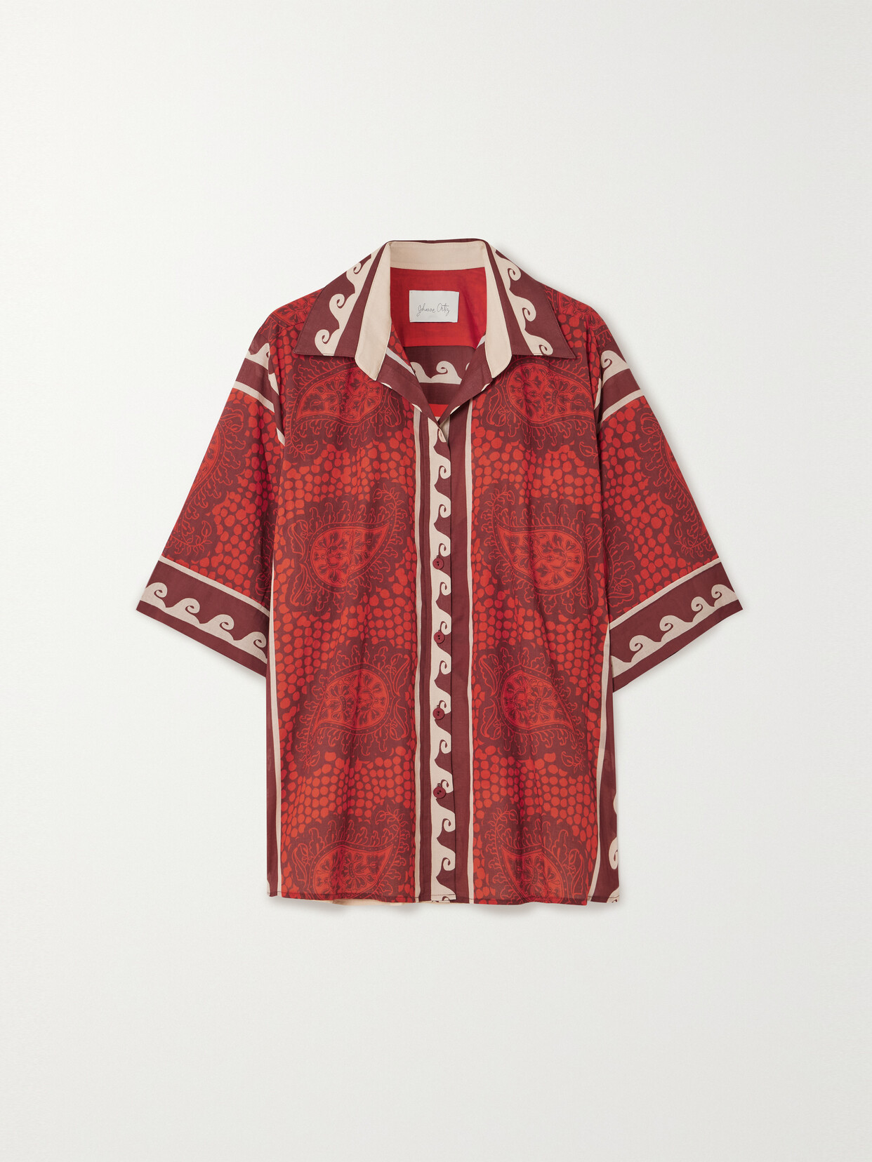 Shop Johanna Ortiz + Net Sustain Printed Cotton-voile Shirt In Red