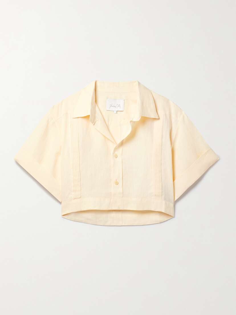 Johanna Ortiz + Net Sustain Manyatta Cropped Pleated Organic Linen Shirt