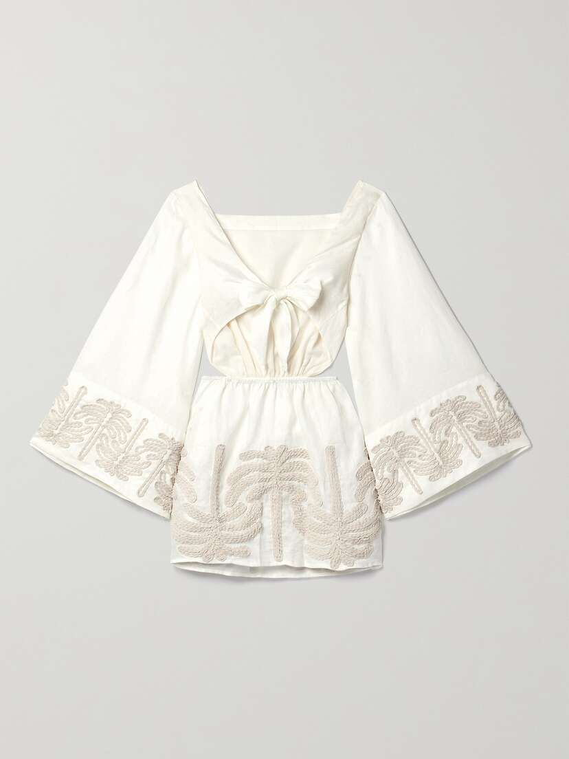 Johanna Ortiz + Net Sustain Shared Present Embroidered Linen And Cotton-blend Mini Dress