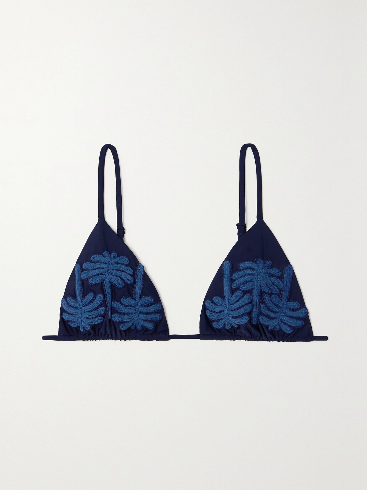 Johanna Ortiz + Net Sustain Enjipai Tasseled Embroidered Recycled Bikini Top In Blue