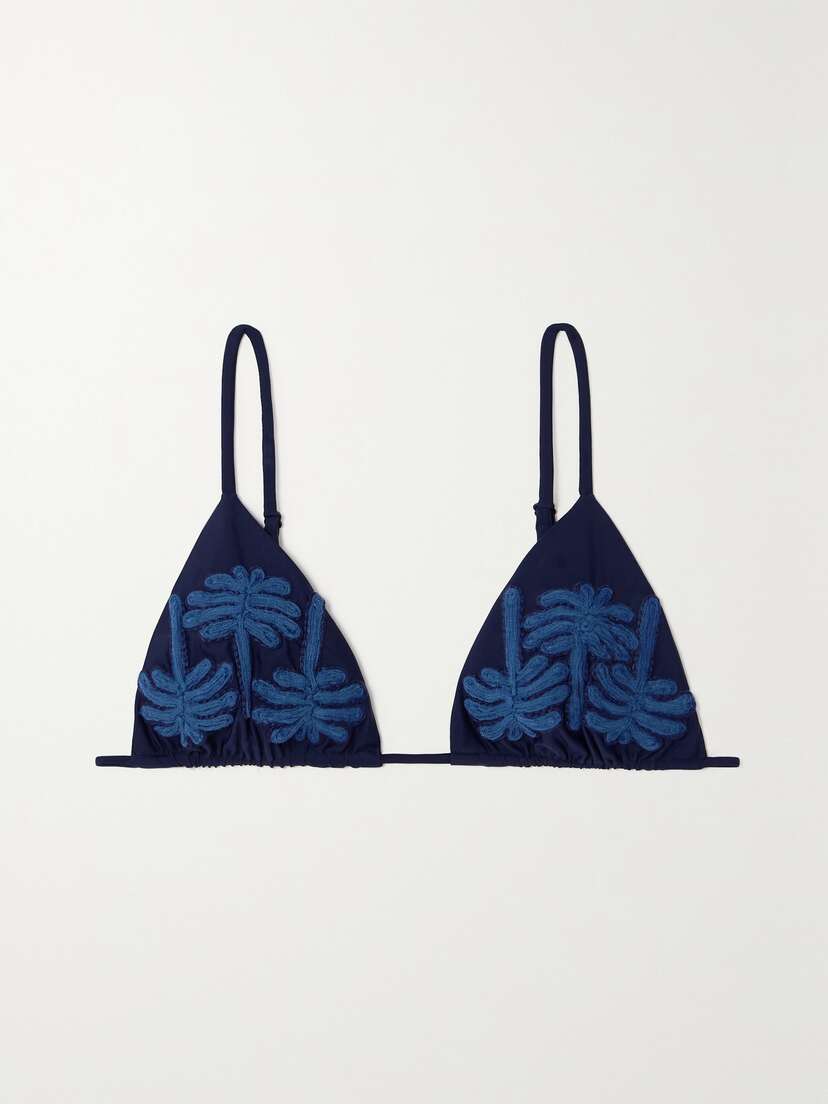Johanna Ortiz + Net Sustain Enjipai Tasseled Embroidered Recycled Bikini Top - x large