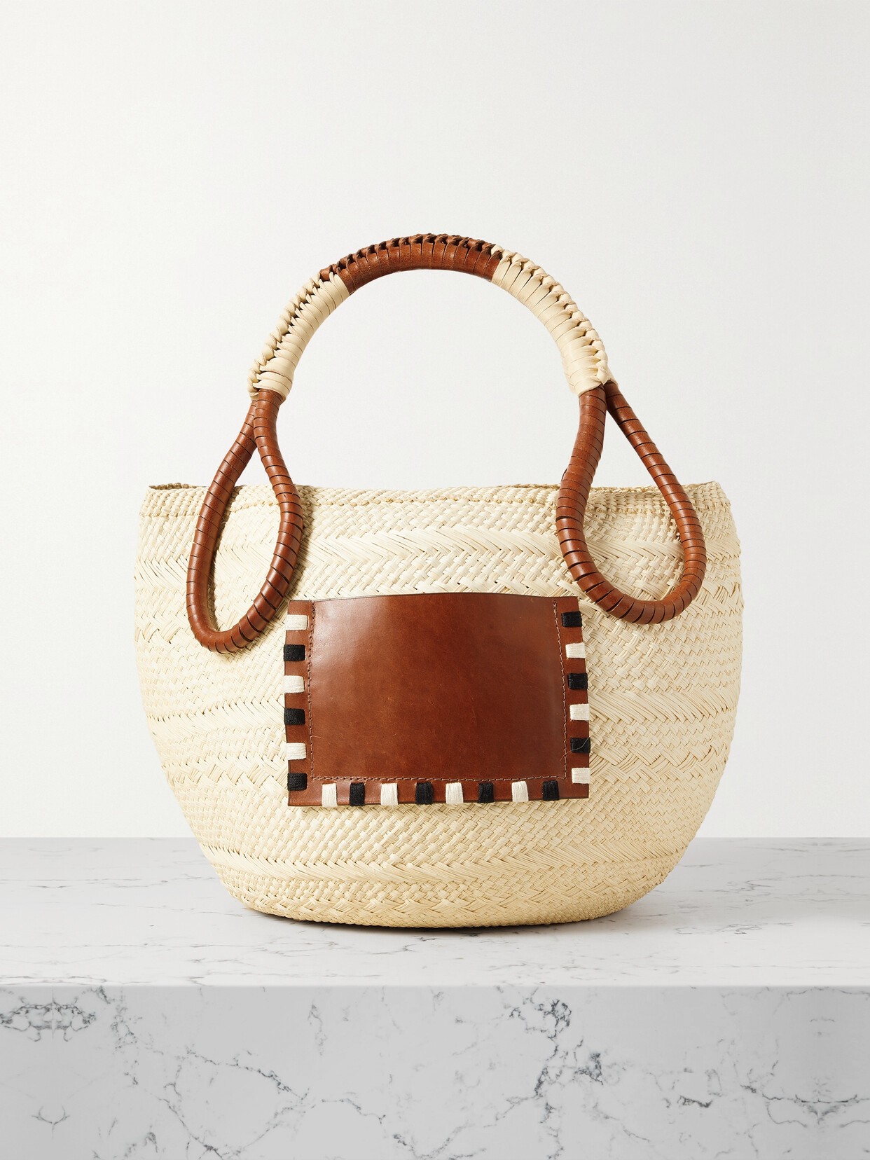 Johanna Ortiz - + Net Sustain Singing The Namba Leather-trimmed Raffia Tote - Ecru