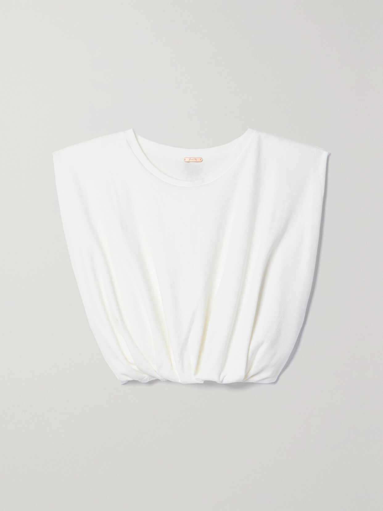Johanna Ortiz + Net Sustain Machakos Cropped Embroidered Ribbed Jersey Top - Ecru