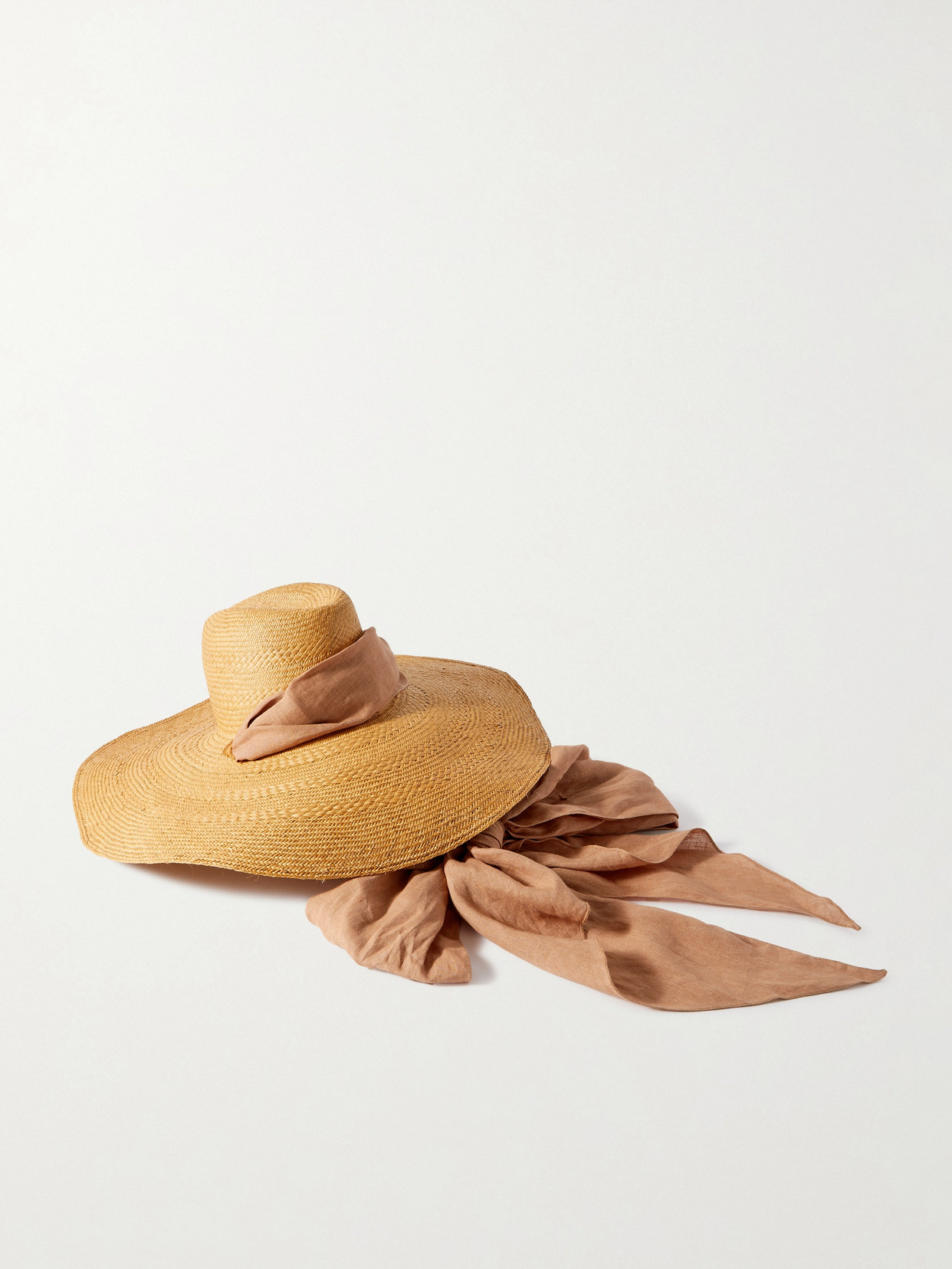 Johanna Ortiz + Net Sustain Linen-trimmed Raffia Sunhat - Brown