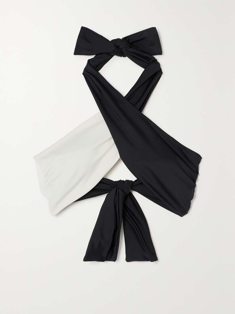 Johanna Ortiz + Net Sustain Chilled Vibe Two-tone Halterneck Bikini Top - x large