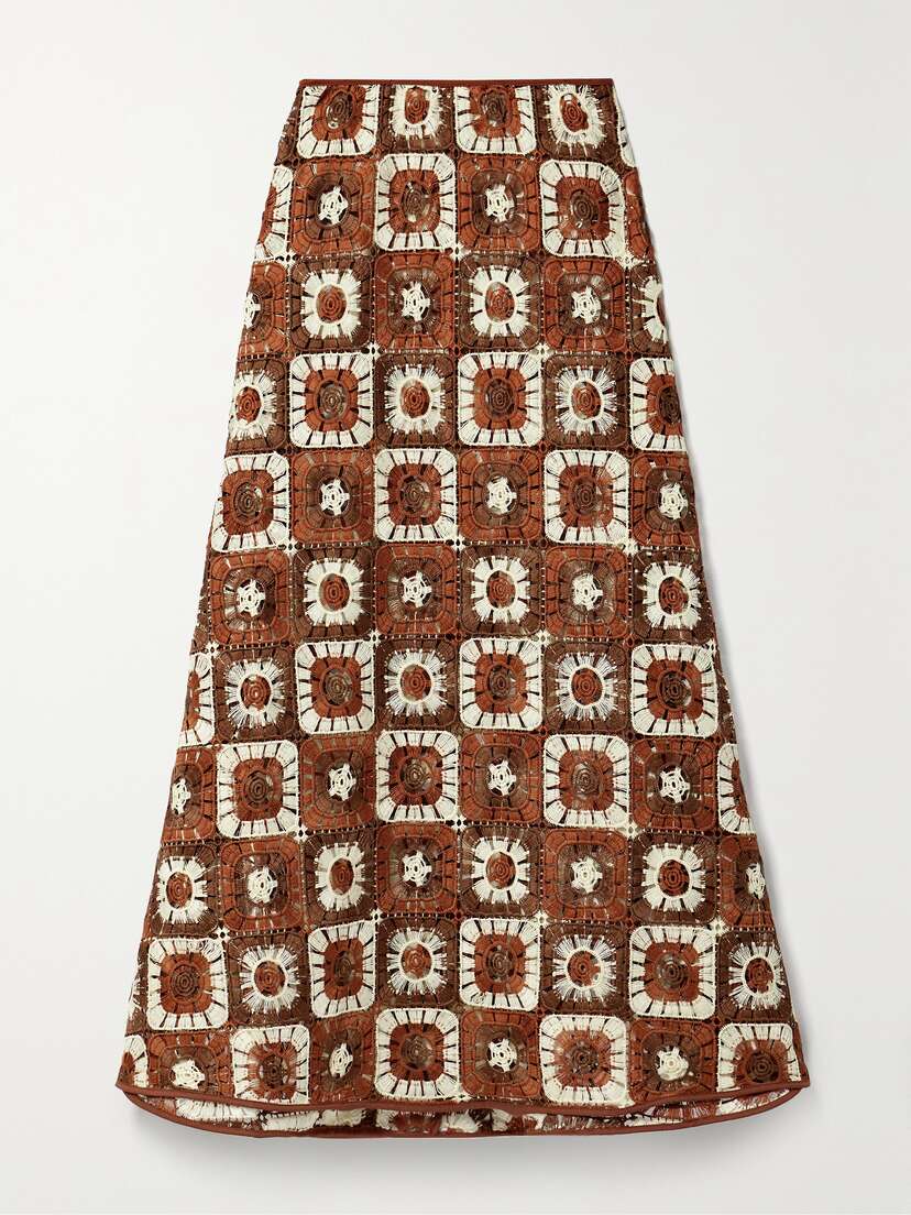 Johanna Ortiz + Net Sustain Spice Island Crocheted Midi Skirt