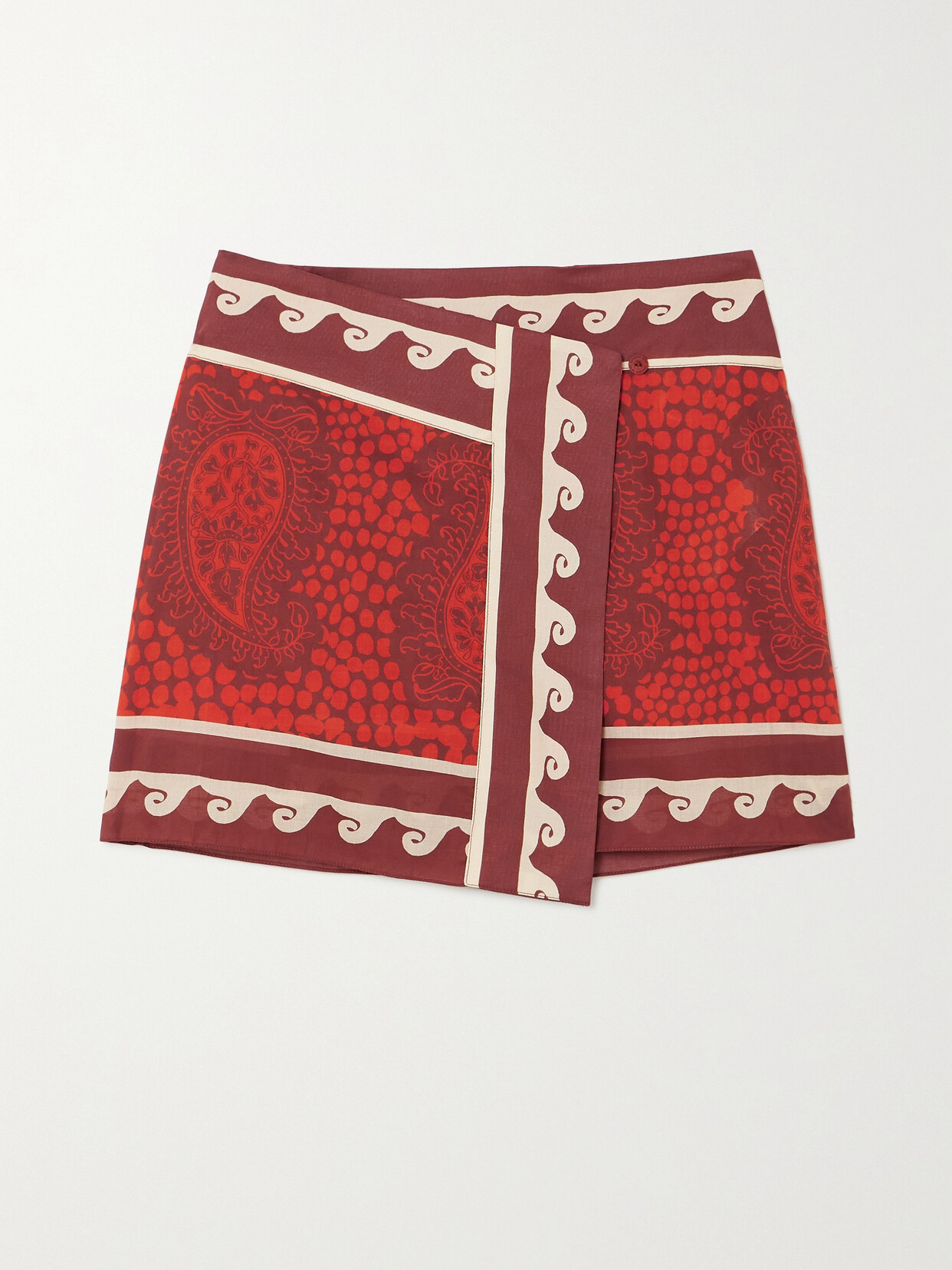 Johanna Ortiz + Net Sustain Hunting Roots Printed Cotton-voile Mini Wrap Skirt - Red