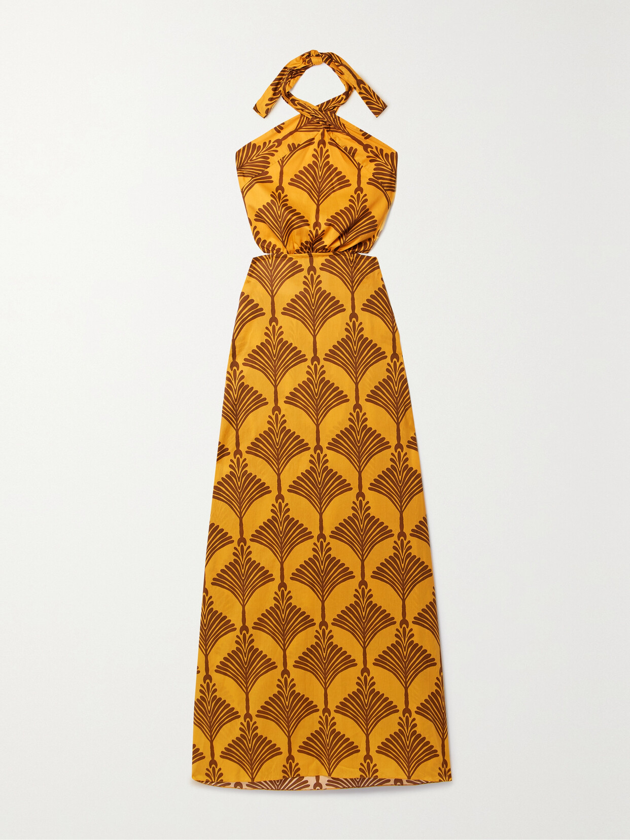 Johanna Ortiz - + Net Sustain Lake Nakuru Cutout Printed Cotton Halterneck Maxi Dress - Yellow