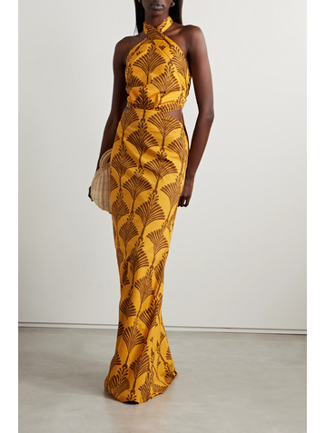 Johanna Ortiz + NET SUSTAIN Lake Nakuru cutout printed cotton halterneck maxi dress