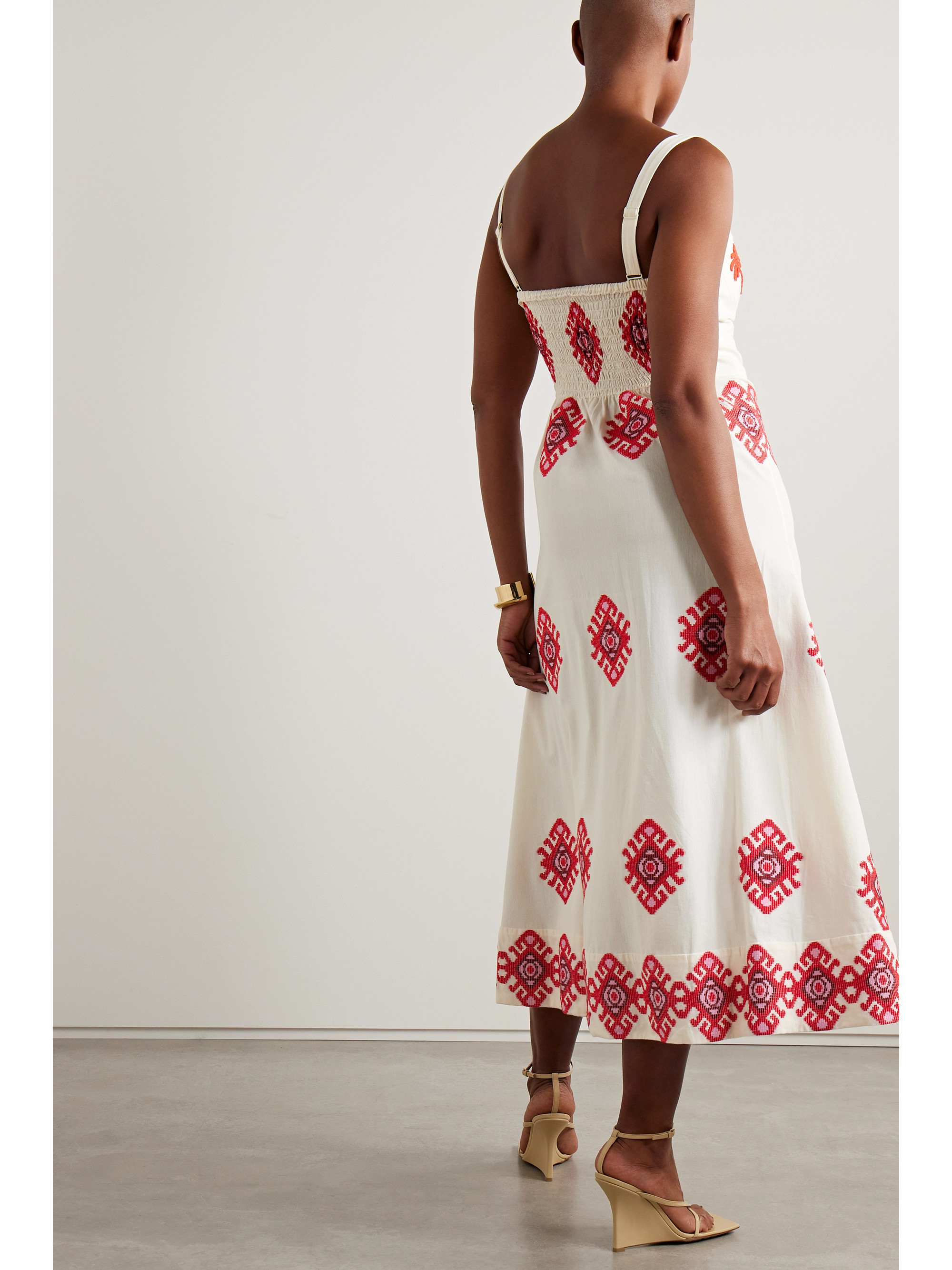 Johanna Ortiz + NET SUSTAIN God Enkai embroidered cotton-poplin midi dress thumbnail