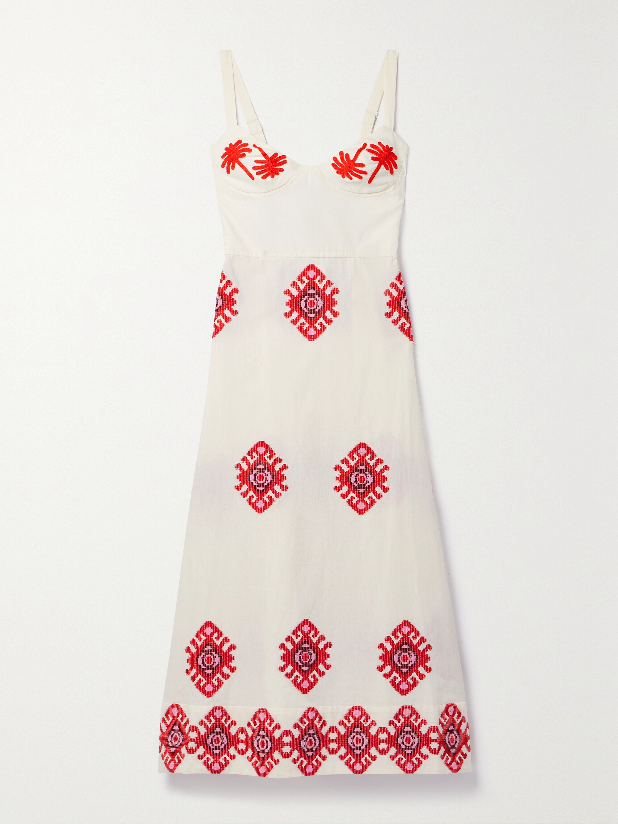Johanna Ortiz + NET SUSTAIN God Enkai embroidered cotton-poplin midi dress thumbnail