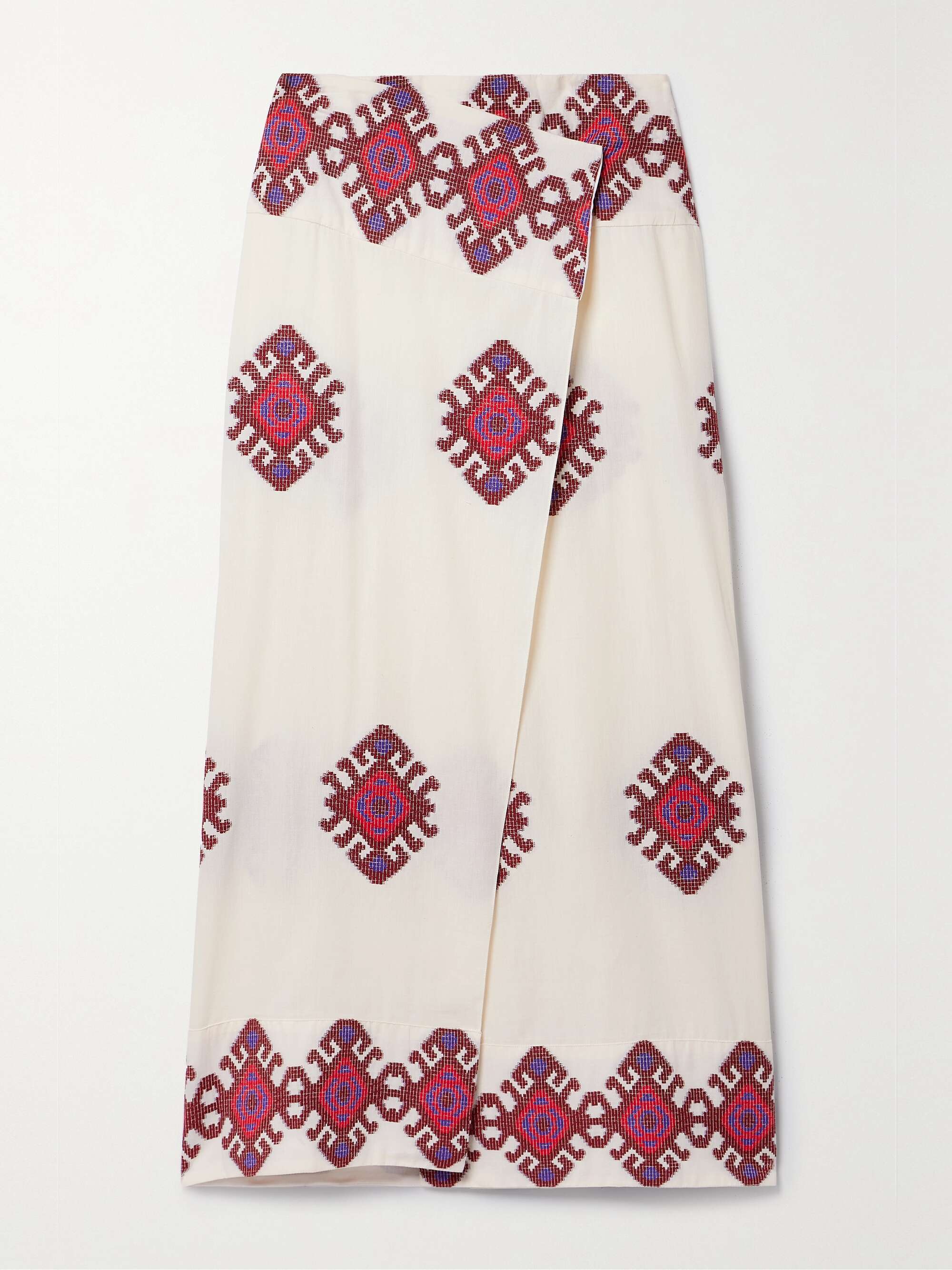 JOHANNA ORTIZ + NET SUSTAIN Beauty Abounds embroidered cotton midi wrap ...