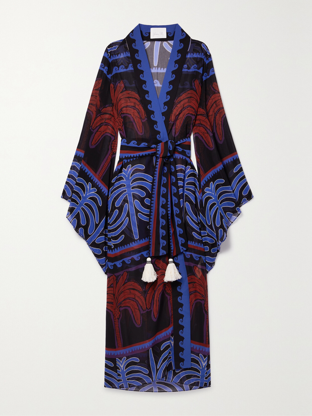Johanna Ortiz + Net Sustain Twende Belted Printed Recycled-crepe De Chine Robe - Blue