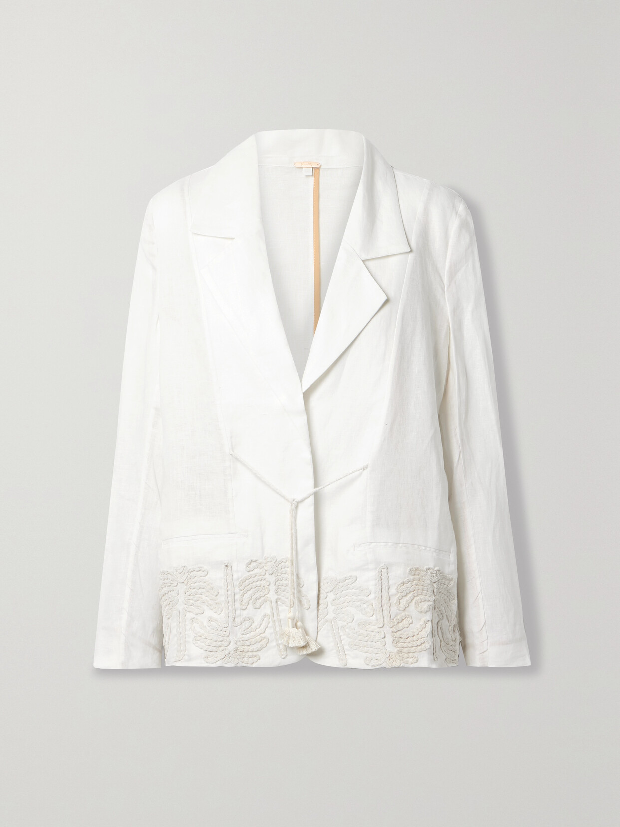 Johanna Ortiz - + Net Sustain Unfolded Moment Embroidered Linen And Cotton-blend Blazer - Ecru