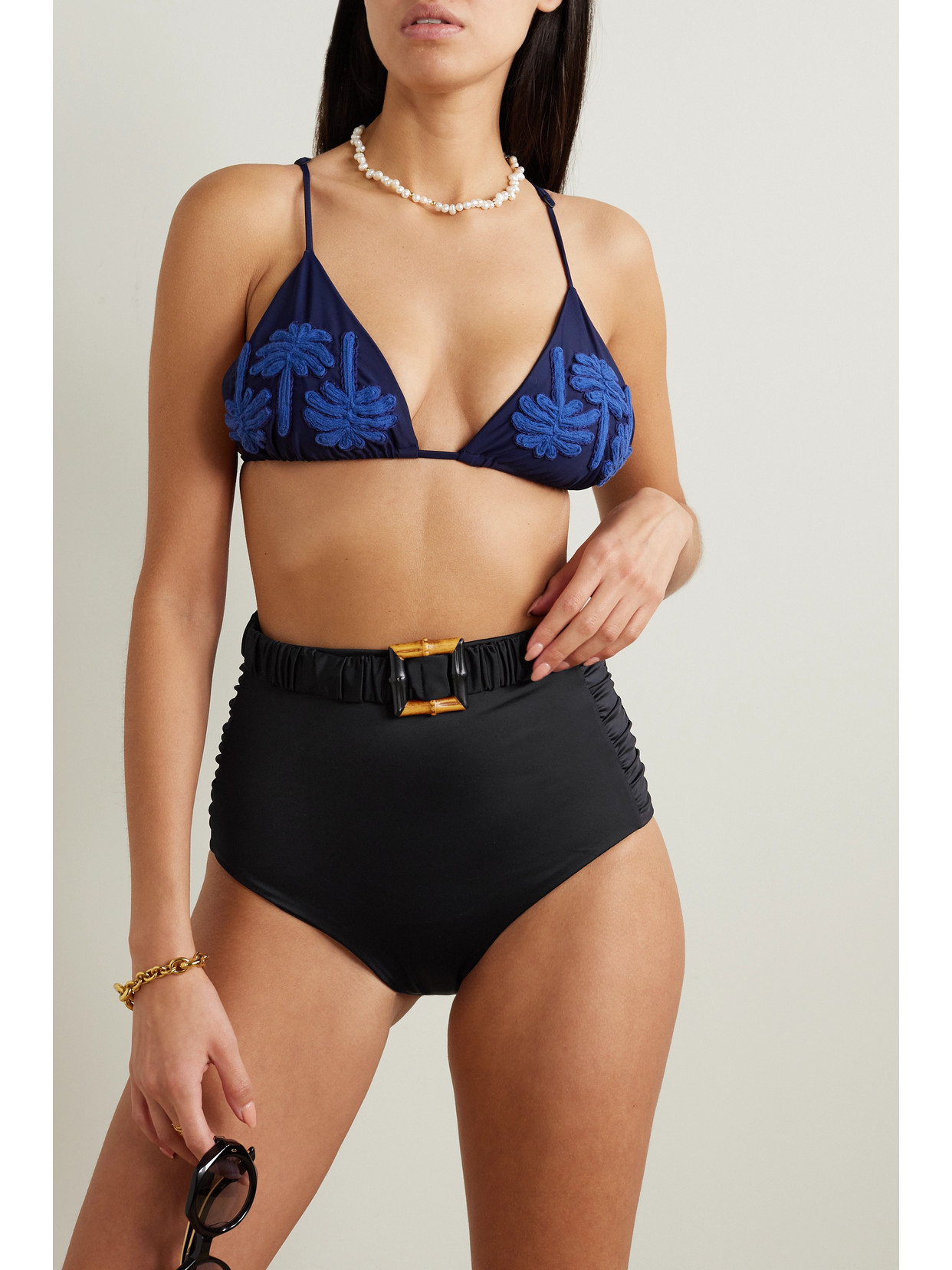 Shop Johanna Ortiz + Net Sustain Belted Bikini Briefs In Black