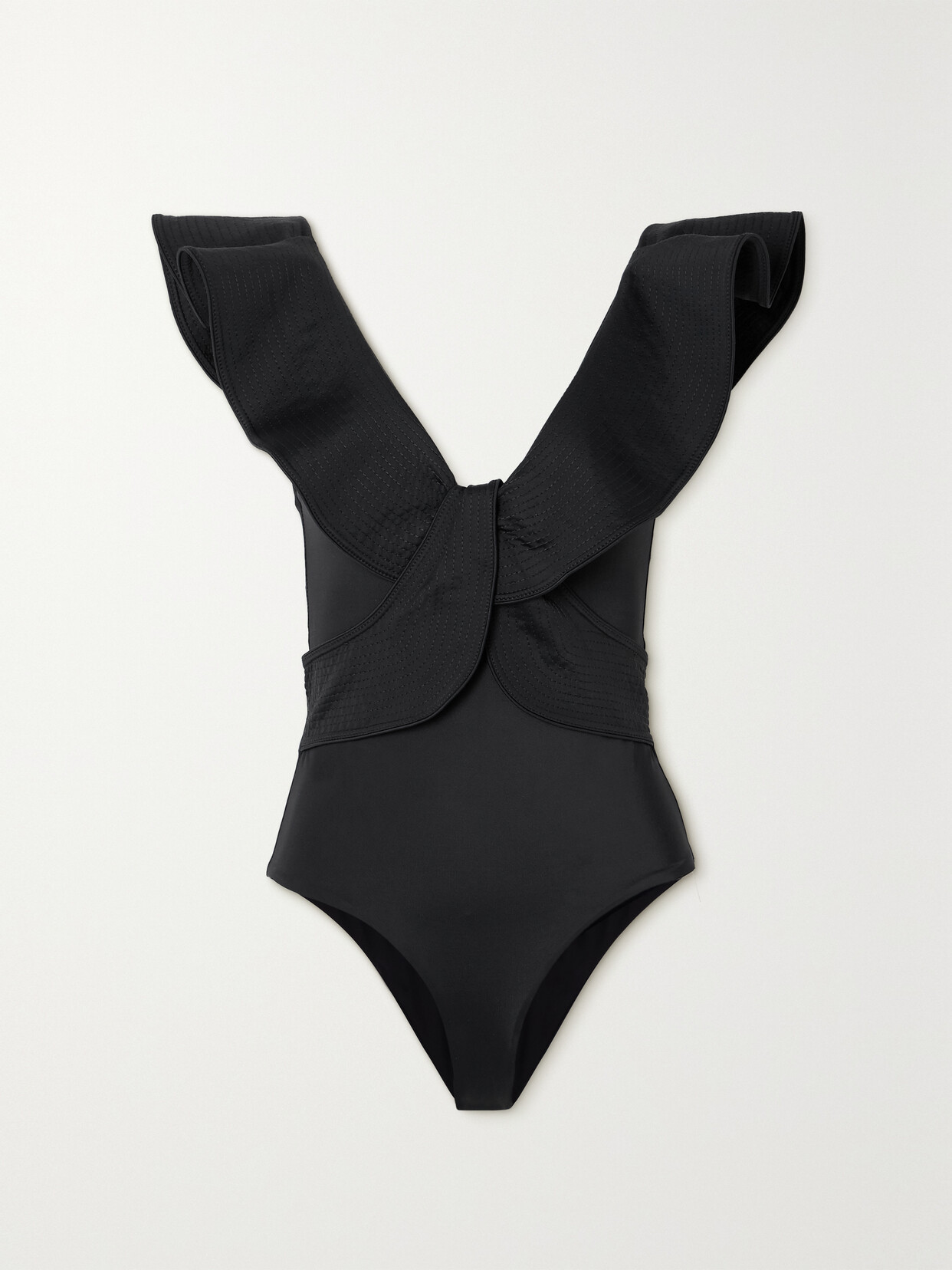 Johanna Ortiz - + Net Sustain Island Rhythms Open-back Ruffled Swimsuit - Black
