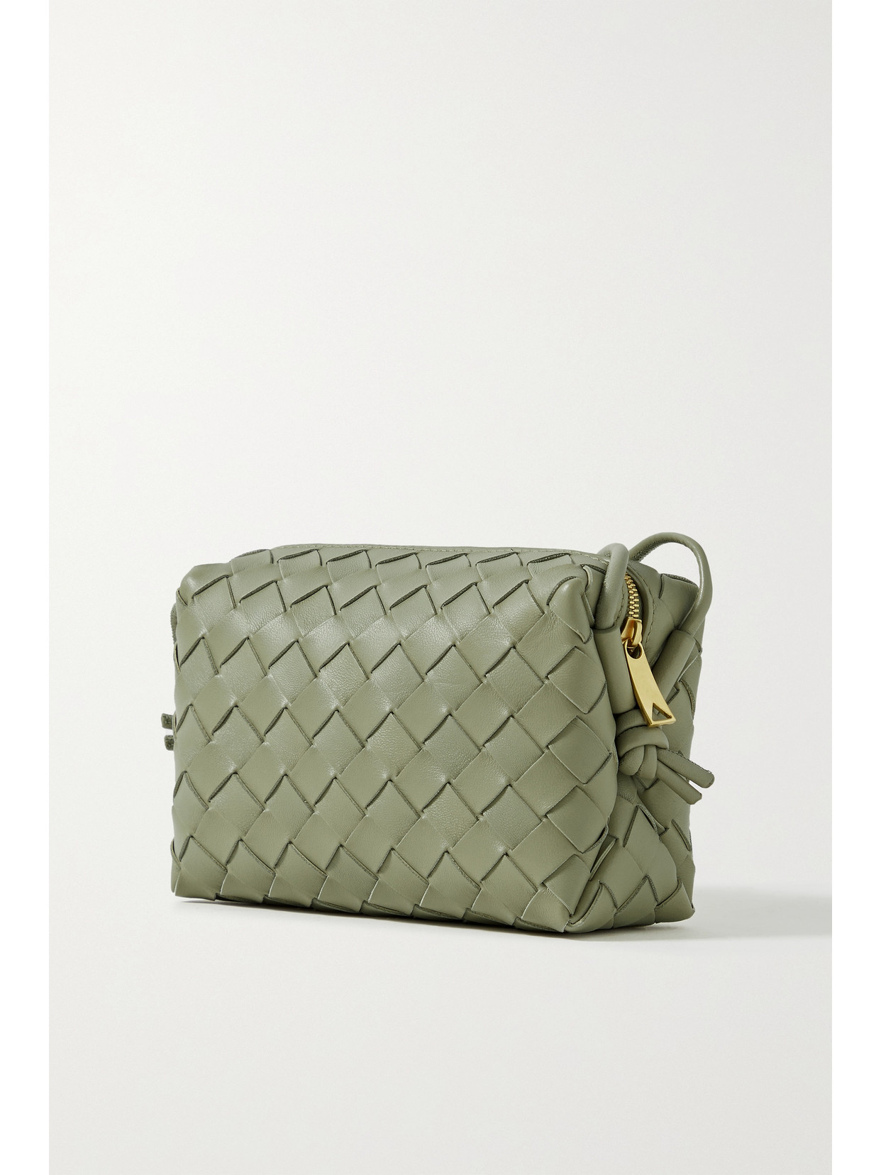 Bottega Veneta Loop Mini Intrecciato Leather Shoulder Bag In Green
