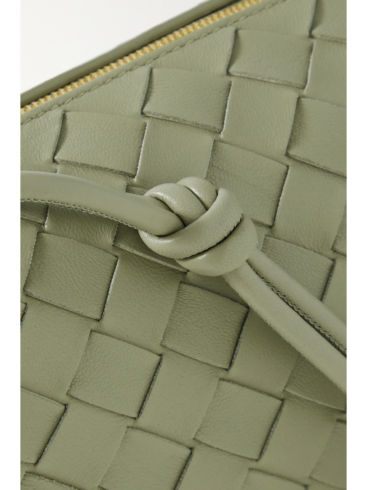 Bottega Veneta Loop Mini Intrecciato Leather Shoulder Bag In Green