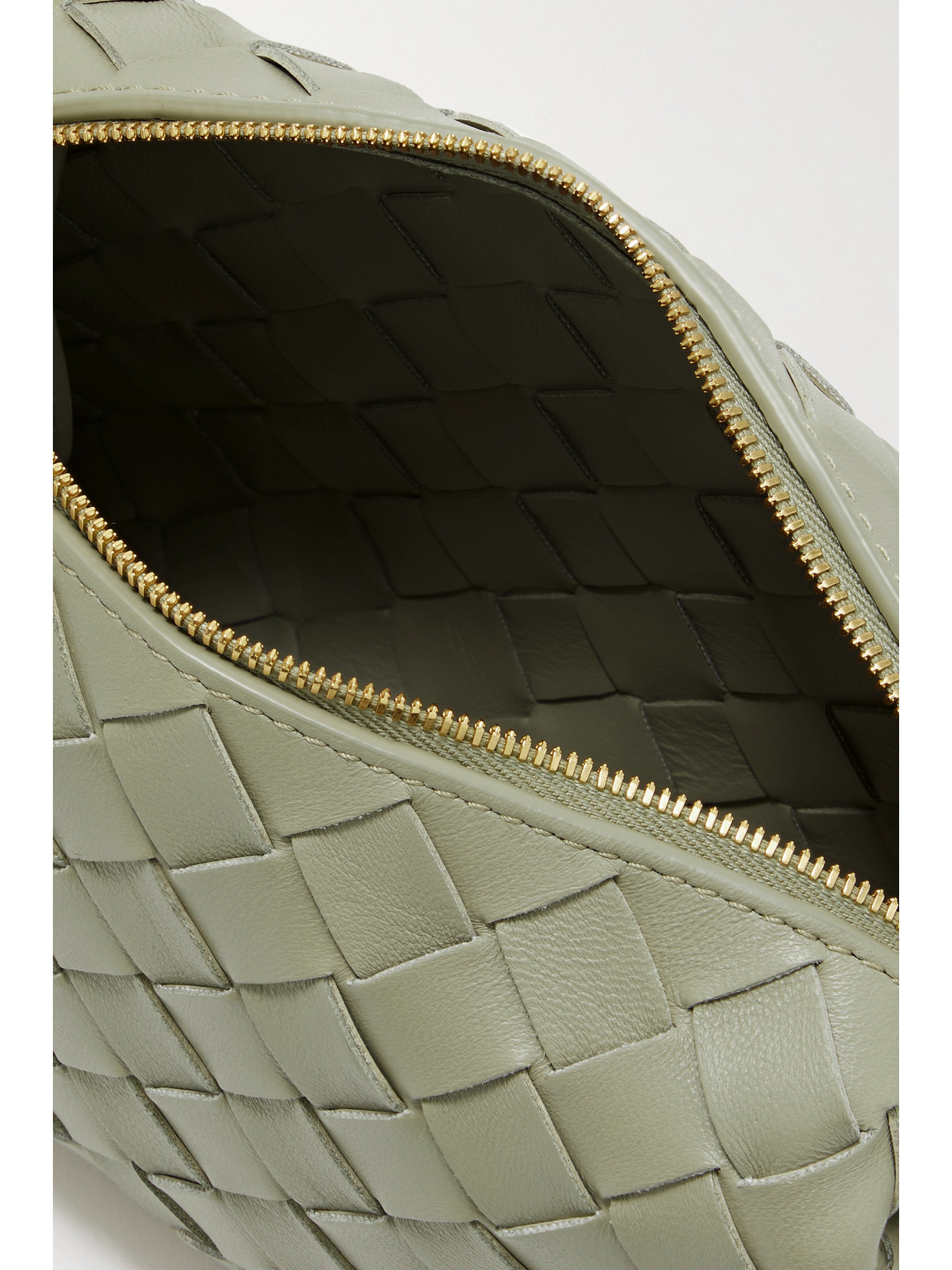 Bottega Veneta Loop Mini Intrecciato Leather Shoulder Bag In Green