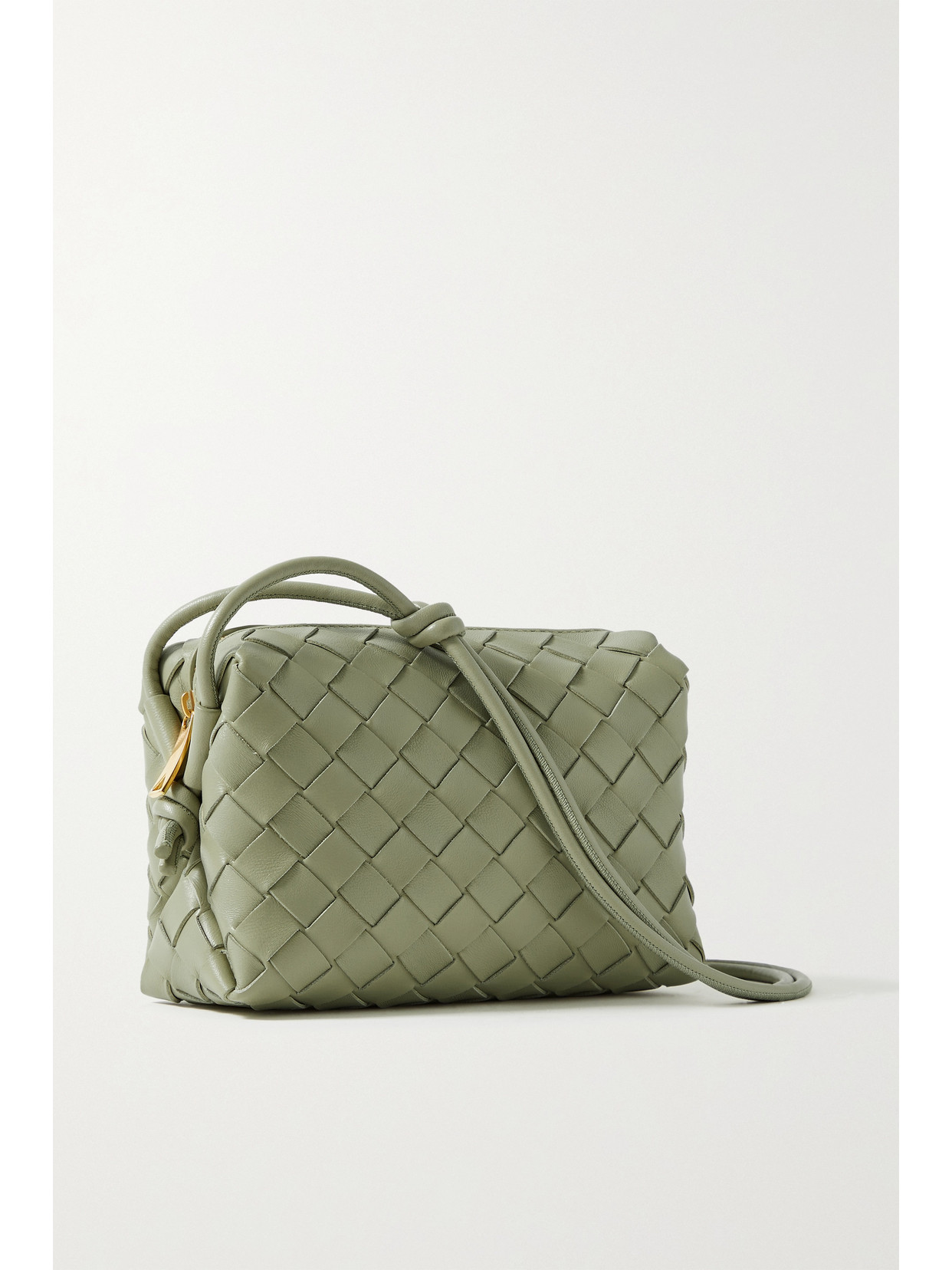 Bottega Veneta Loop Mini Intrecciato Leather Shoulder Bag In Green