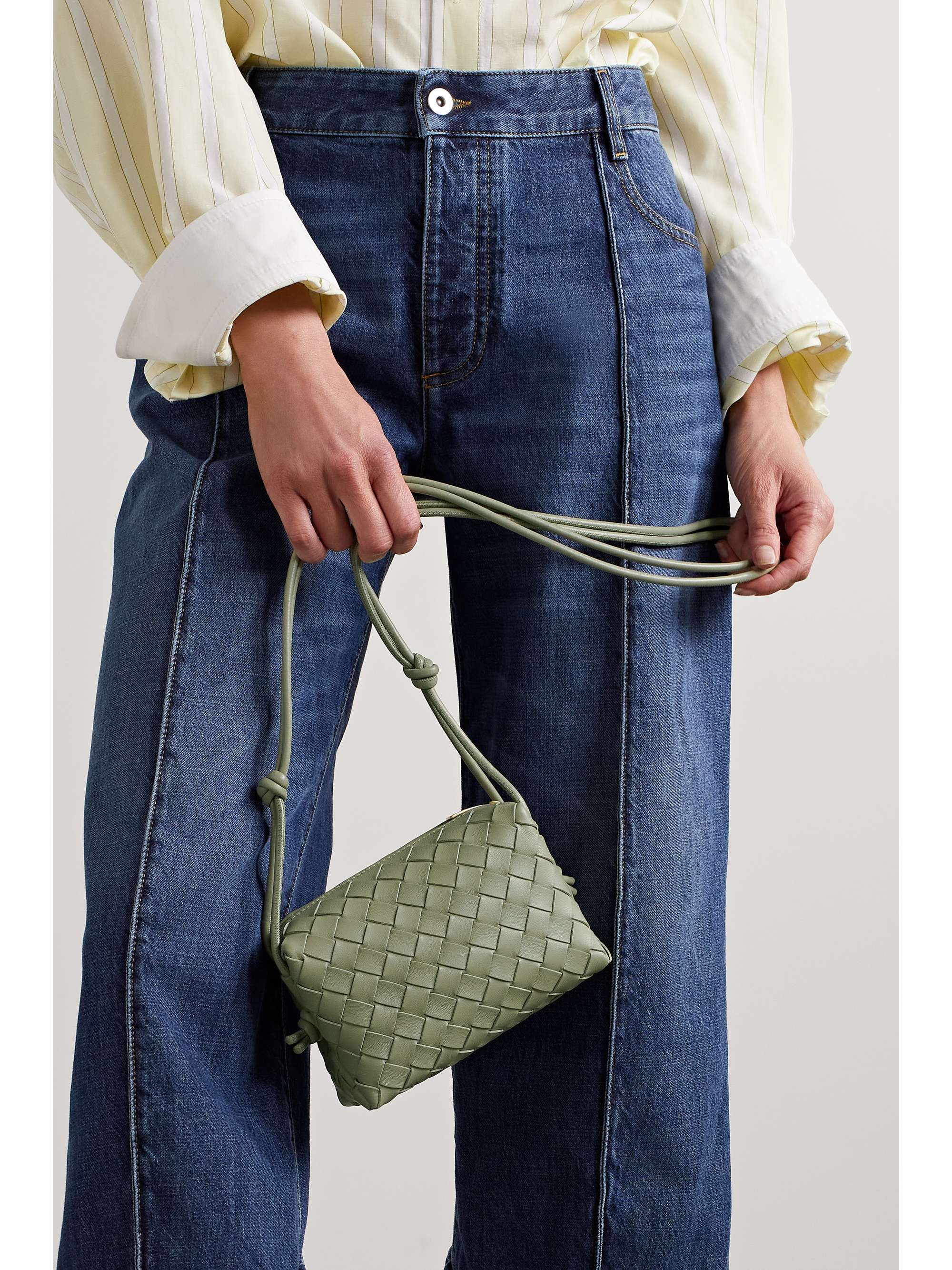 Green Loop mini Intrecciato-leather cross-body bag, Bottega Veneta