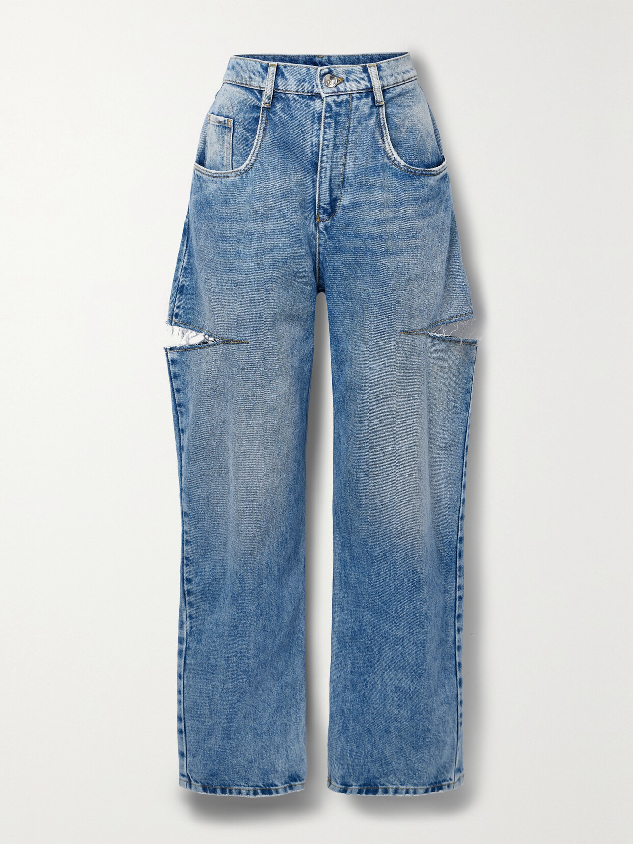 Maison Margiela Blue Cutout Jeans In Medium Wash