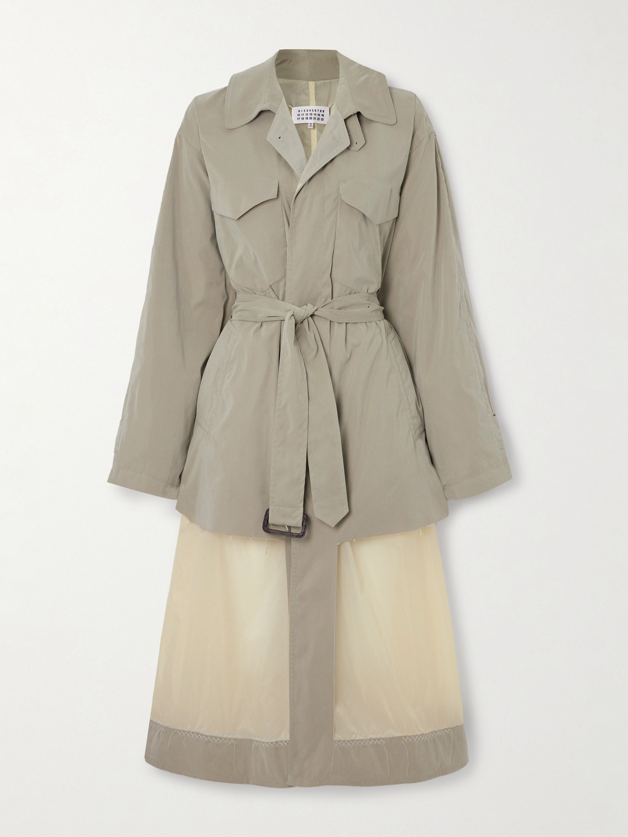 Shop Maison Margiela Décortiqué Reversible Belted Layered Twill And Shell Trench Coat In Neutrals