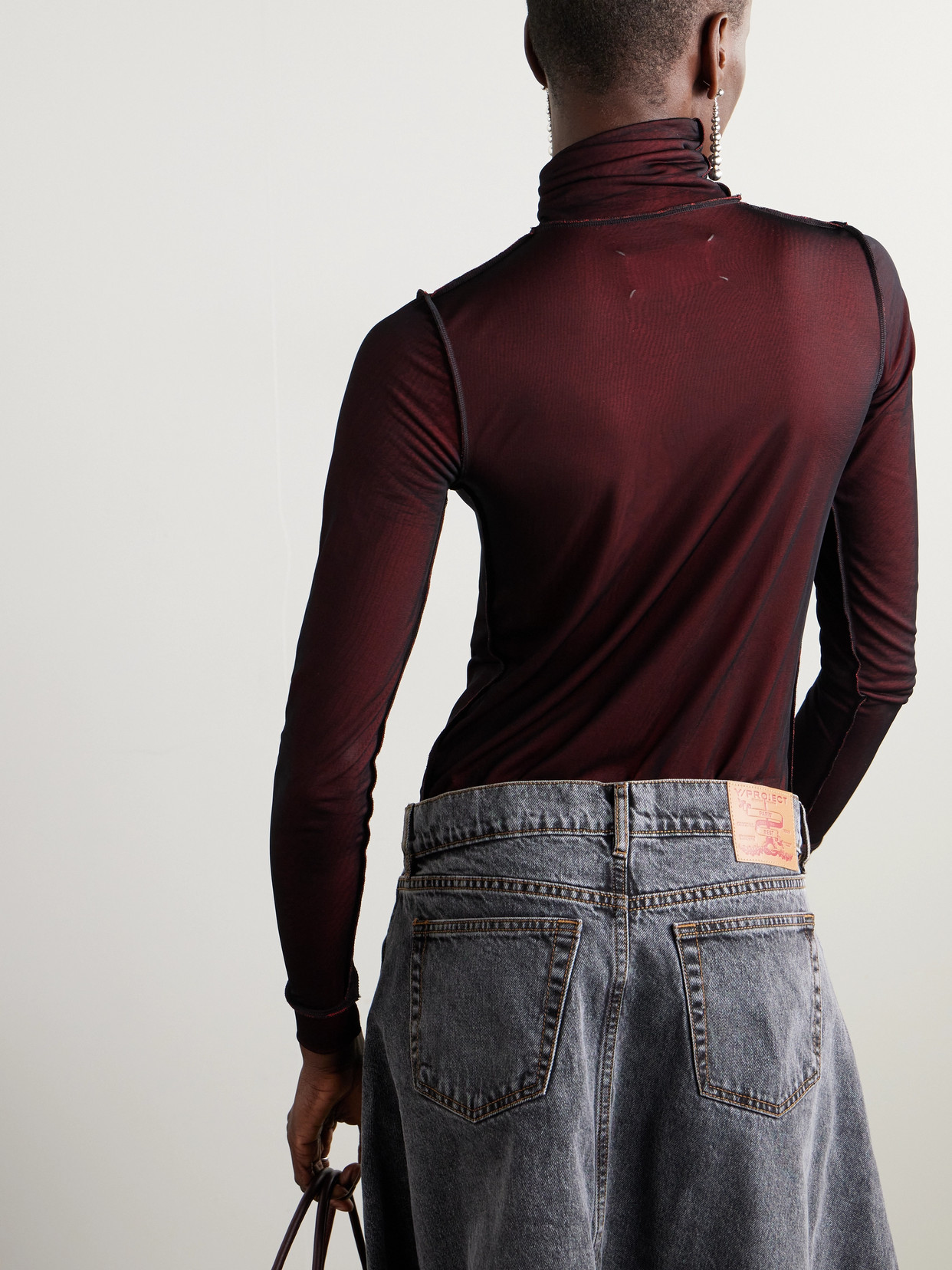 Maison Margiela Layered Jersey Turtleneck Bodysuit In Red