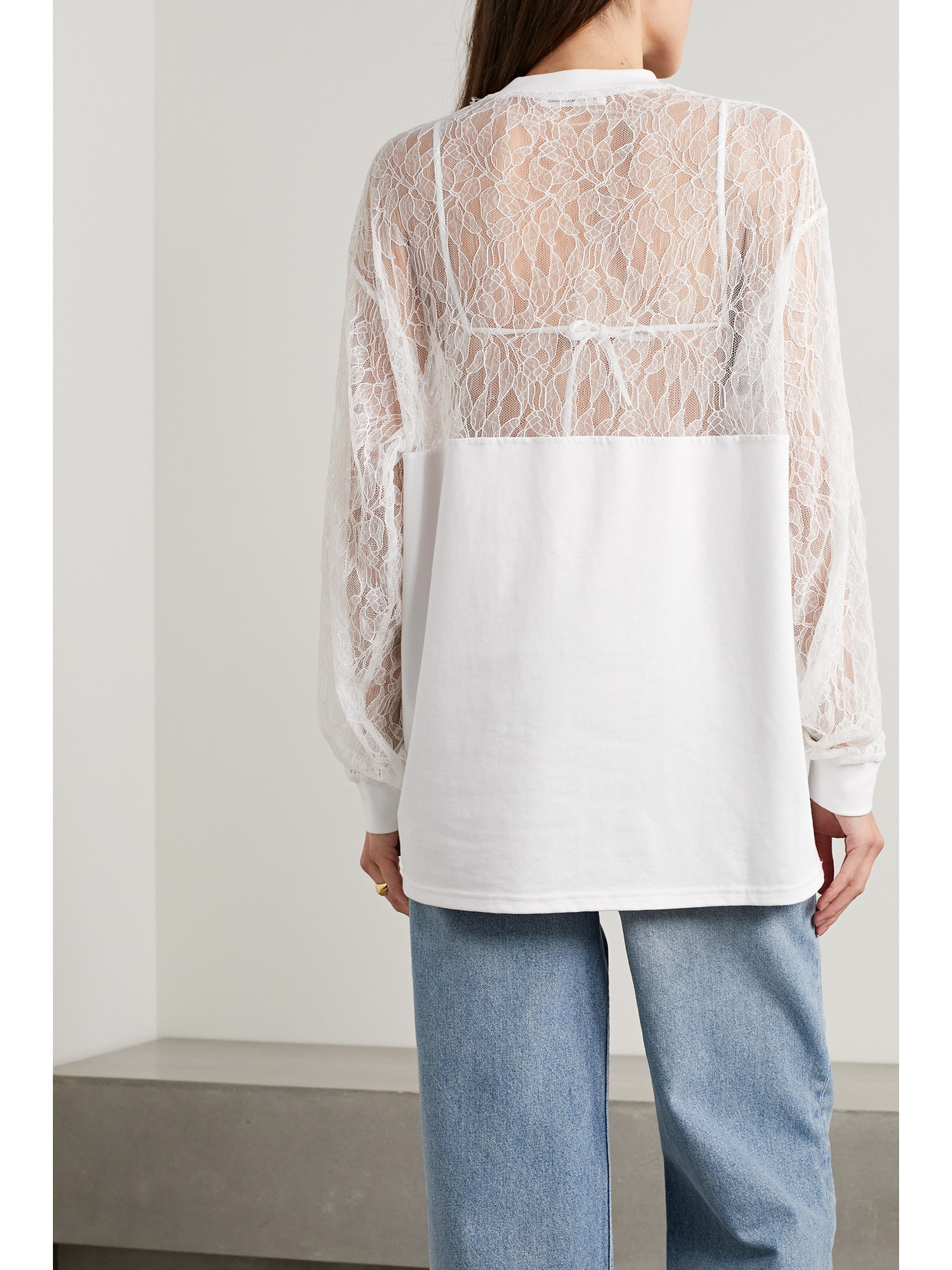 The Bobbi Cotton-Jersey And Lace Top