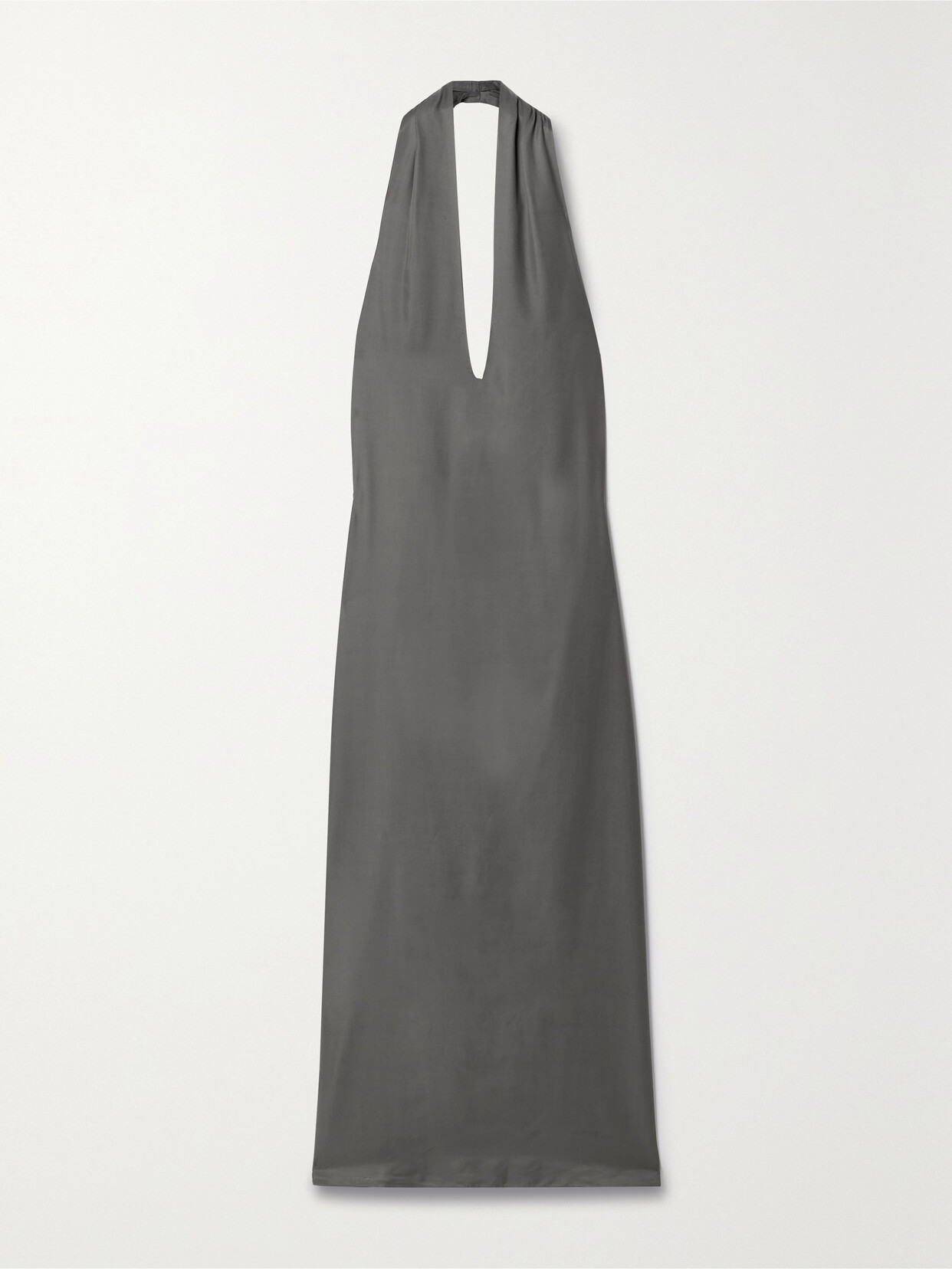 Shop Interior The Sybil Twill Halterneck Maxi Dress In Gray