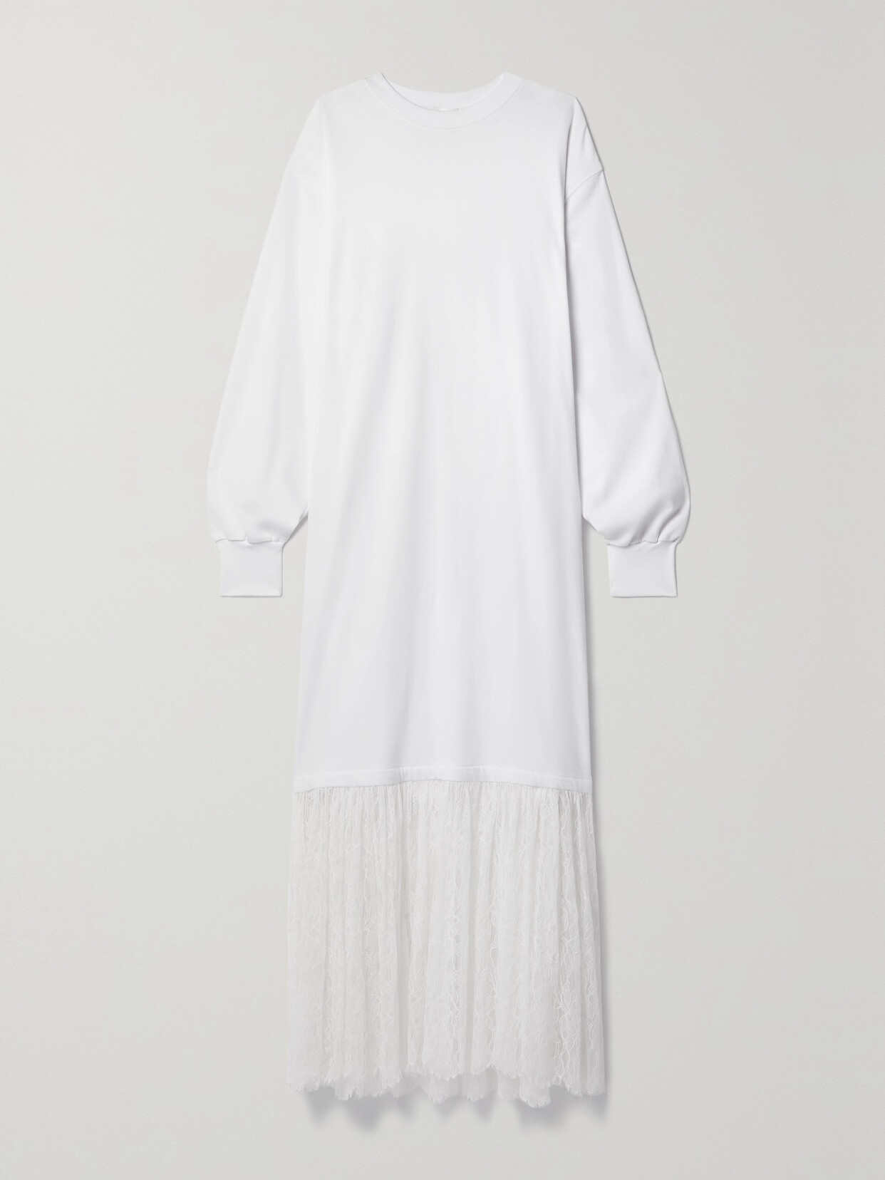 Shop Interior The Bobby Cotton-jersey And Pleated Corded Lace Maxi Dress In White