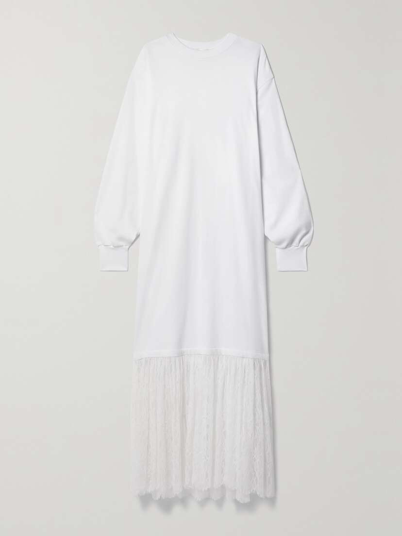 Interior The Bobby Cotton-jersey And Pleated Corded Lace Maxi Dress