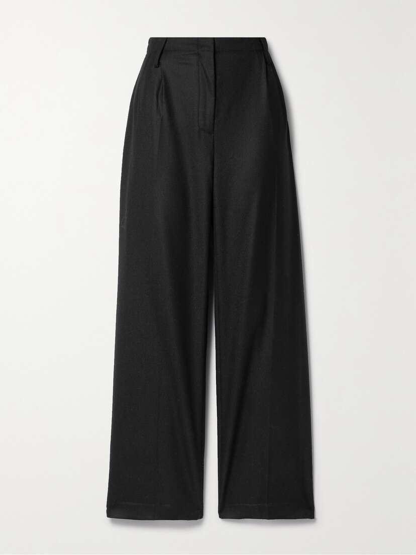 Interior The Ren Pleated Wool-twill Straight-leg Pants