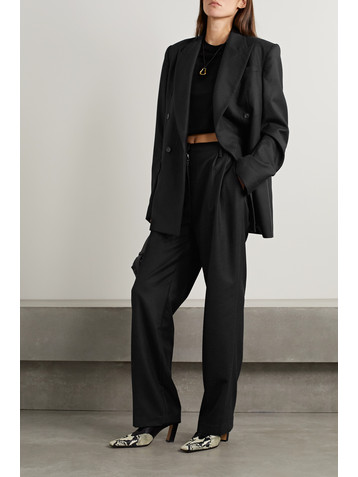 Interior The Ren pleated wool-twill straight-leg pants