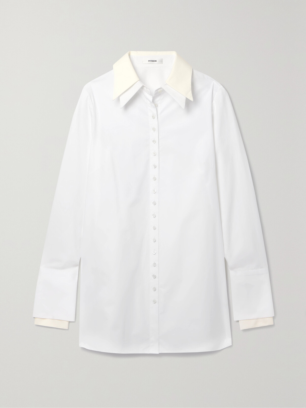 Interior The Nuno Layered Cotton-poplin Shirt In Cream