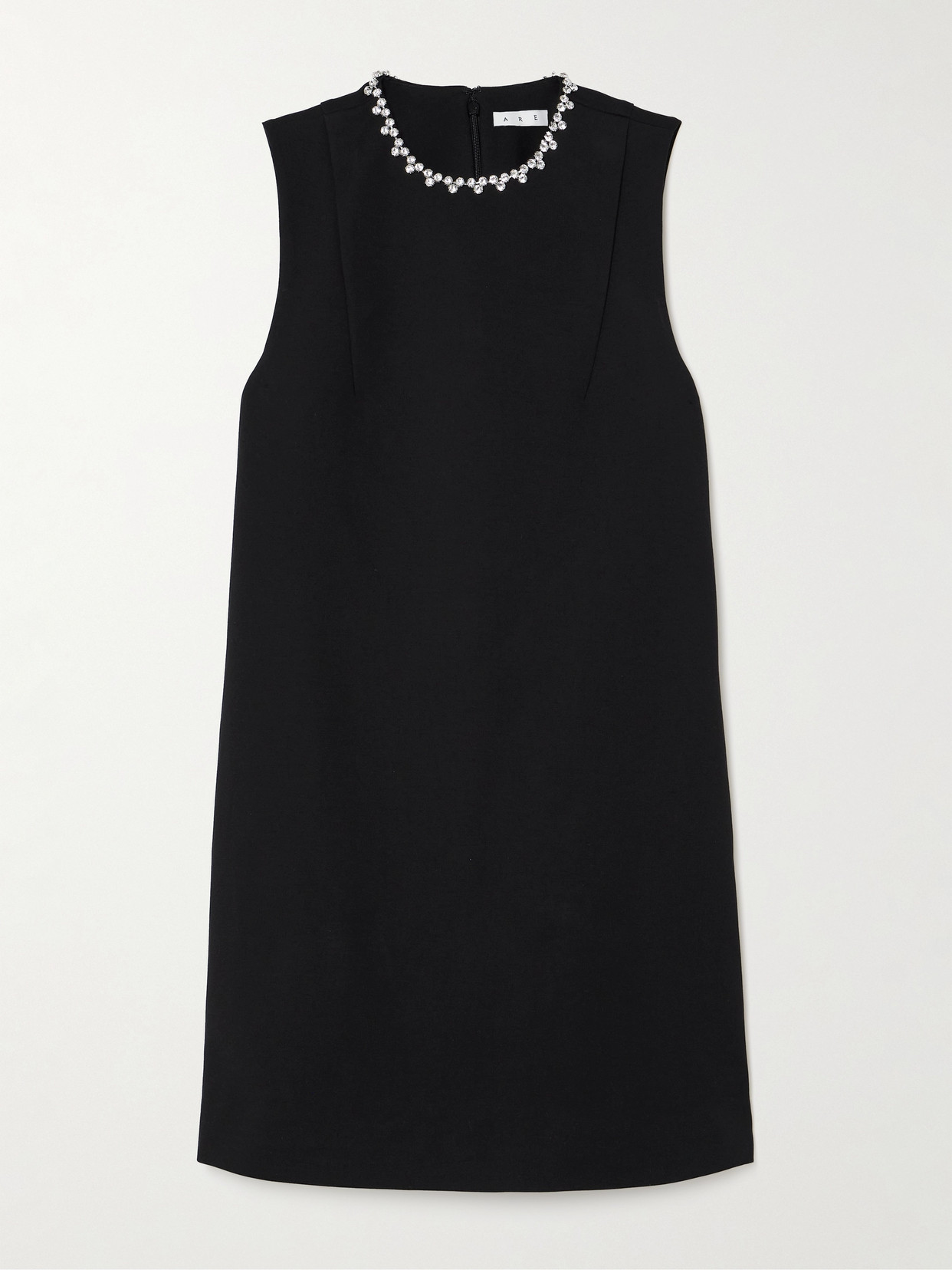 AREA CRYSTAL-EMBELLISHED CUTOUT STRETCH-PONTE MINI DRESS