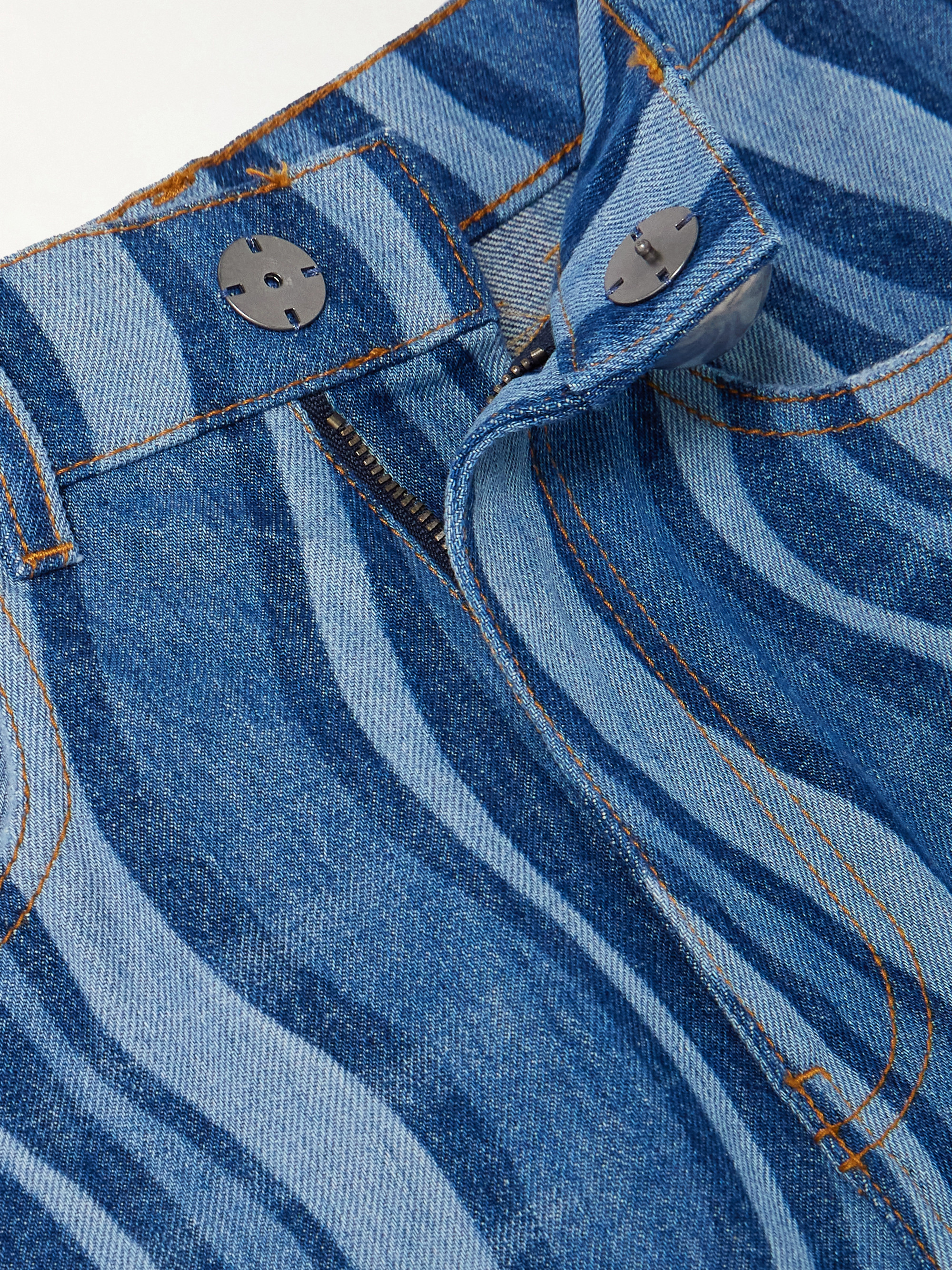 Area Sunray embellished printed high-rise wide-leg jeans