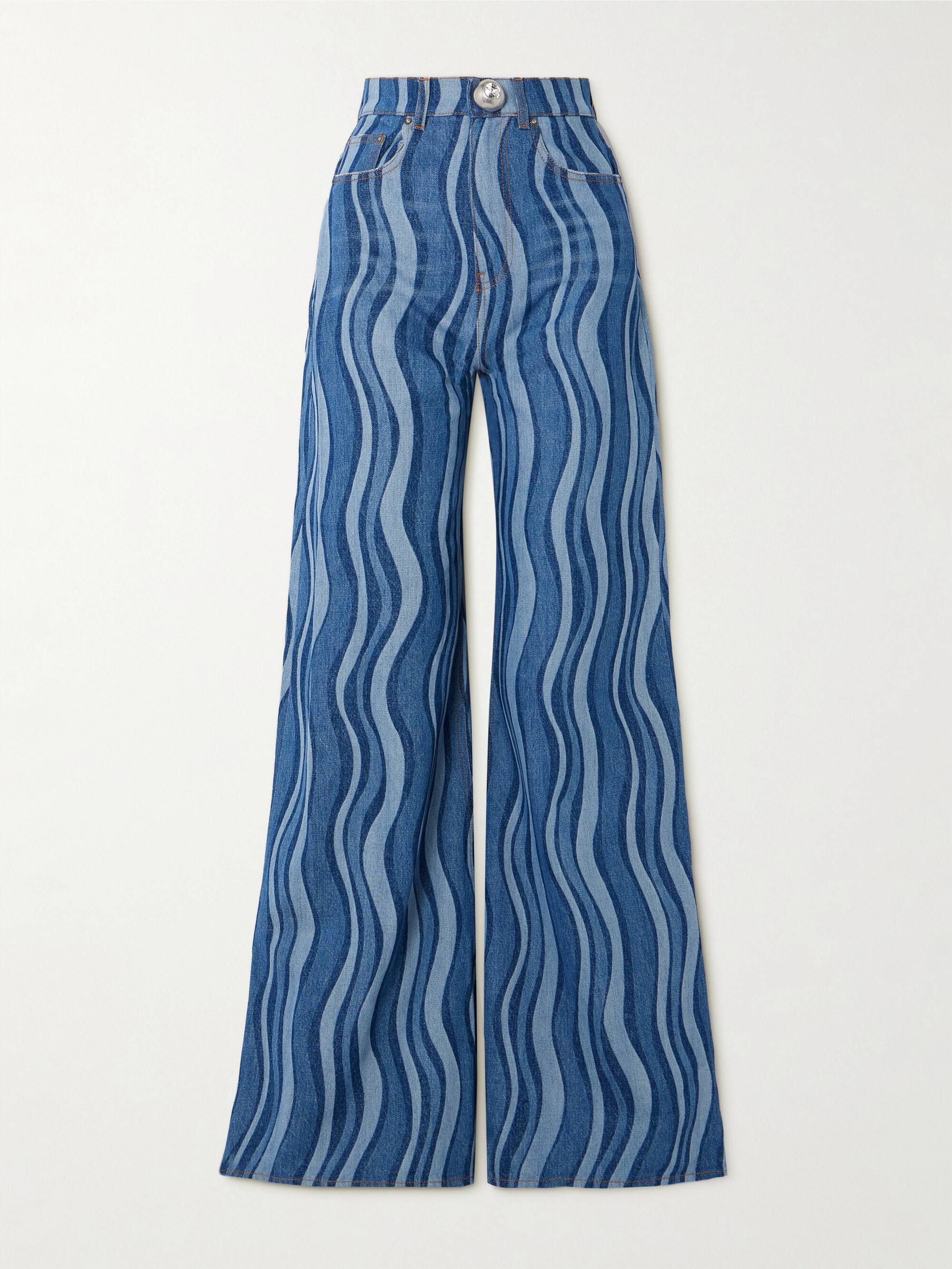 Area Sunray embellished printed high-rise wide-leg jeans