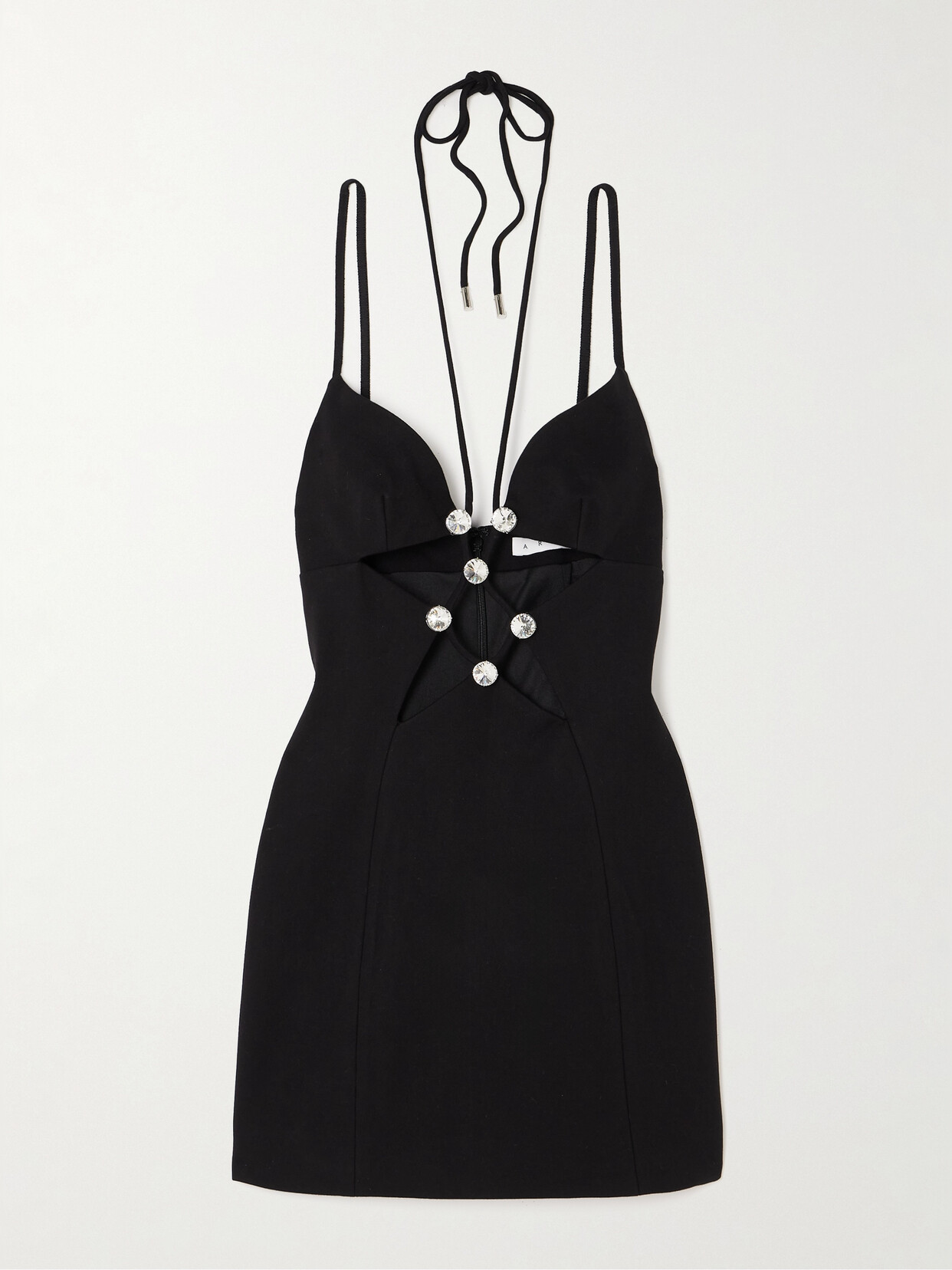 AREA - Cutout Crystal-embellished Ponte Mini Dress - Black