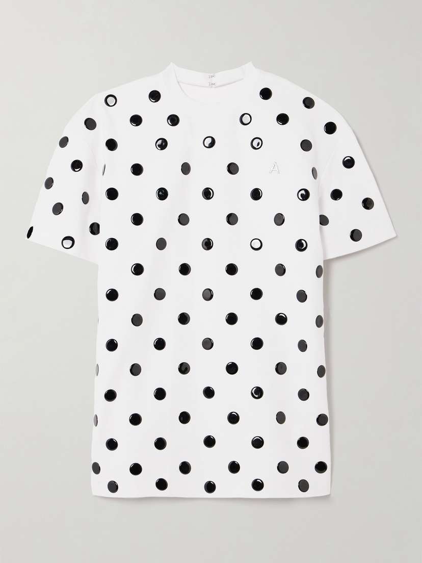 AREA Crystal-embellished Appliquéd Jersey T-shirt