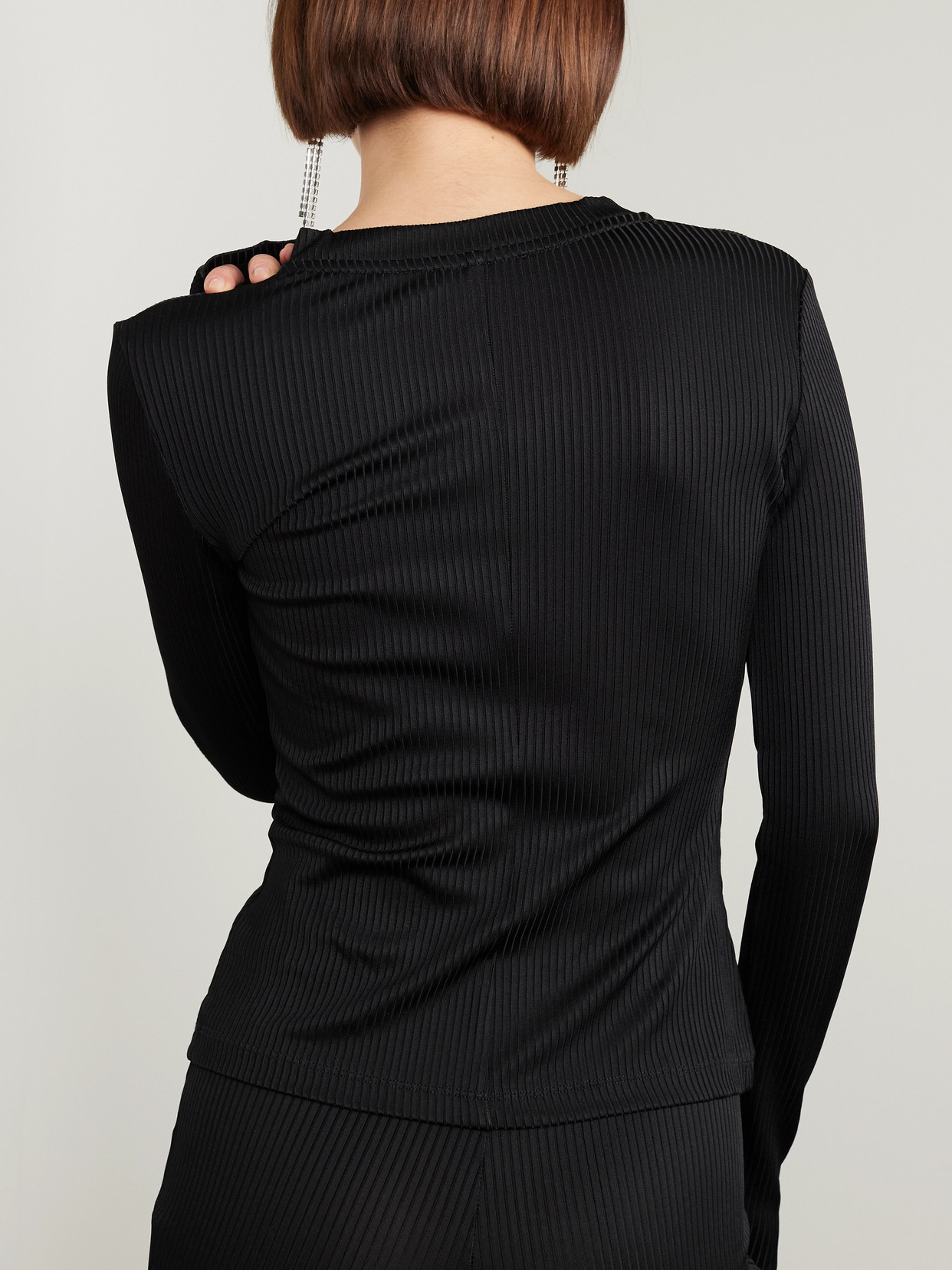 Embellished Ribbed-Jersey Top