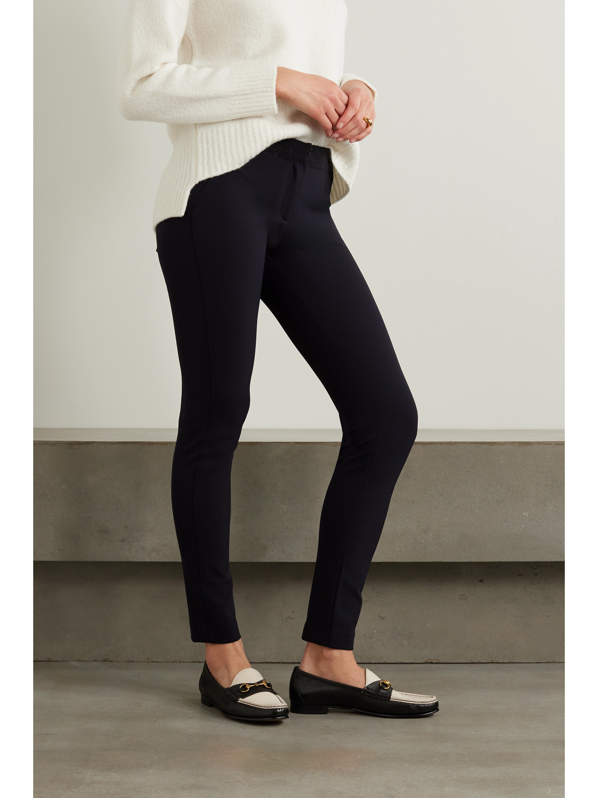 Veronica Beard Grosgrain-trimmed stretch-scuba leggings