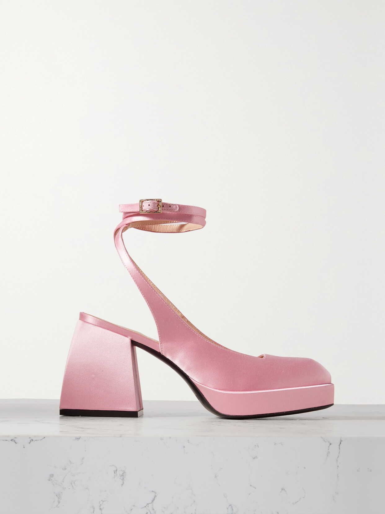 NODALETO - Bulla Suki Embellished Satin Platform Pumps - Pink