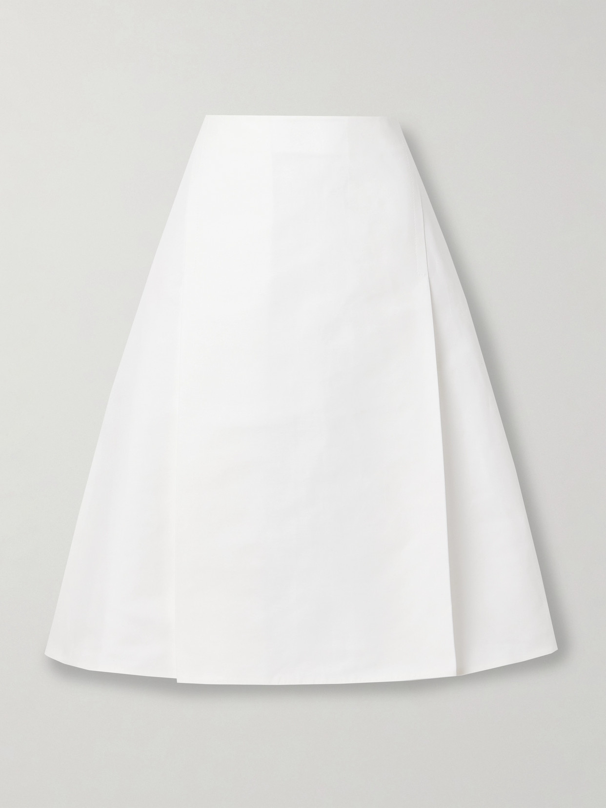 Shop Marni Pleated Cotton Midi Skirt In White